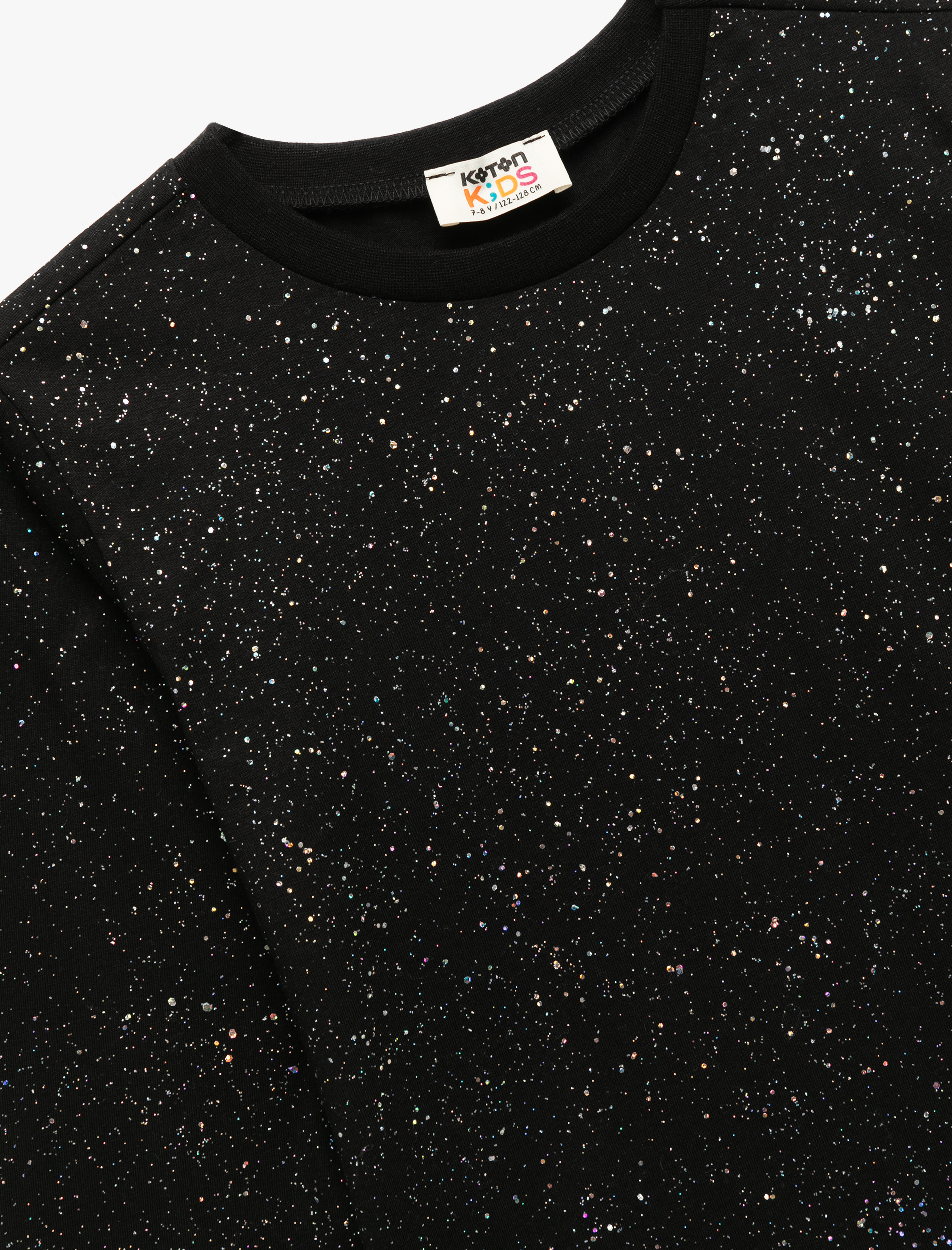  Kız Çocuk Uzun Kollu Bisiklet Yaka Sim Detaylı Pamuklu Tişört