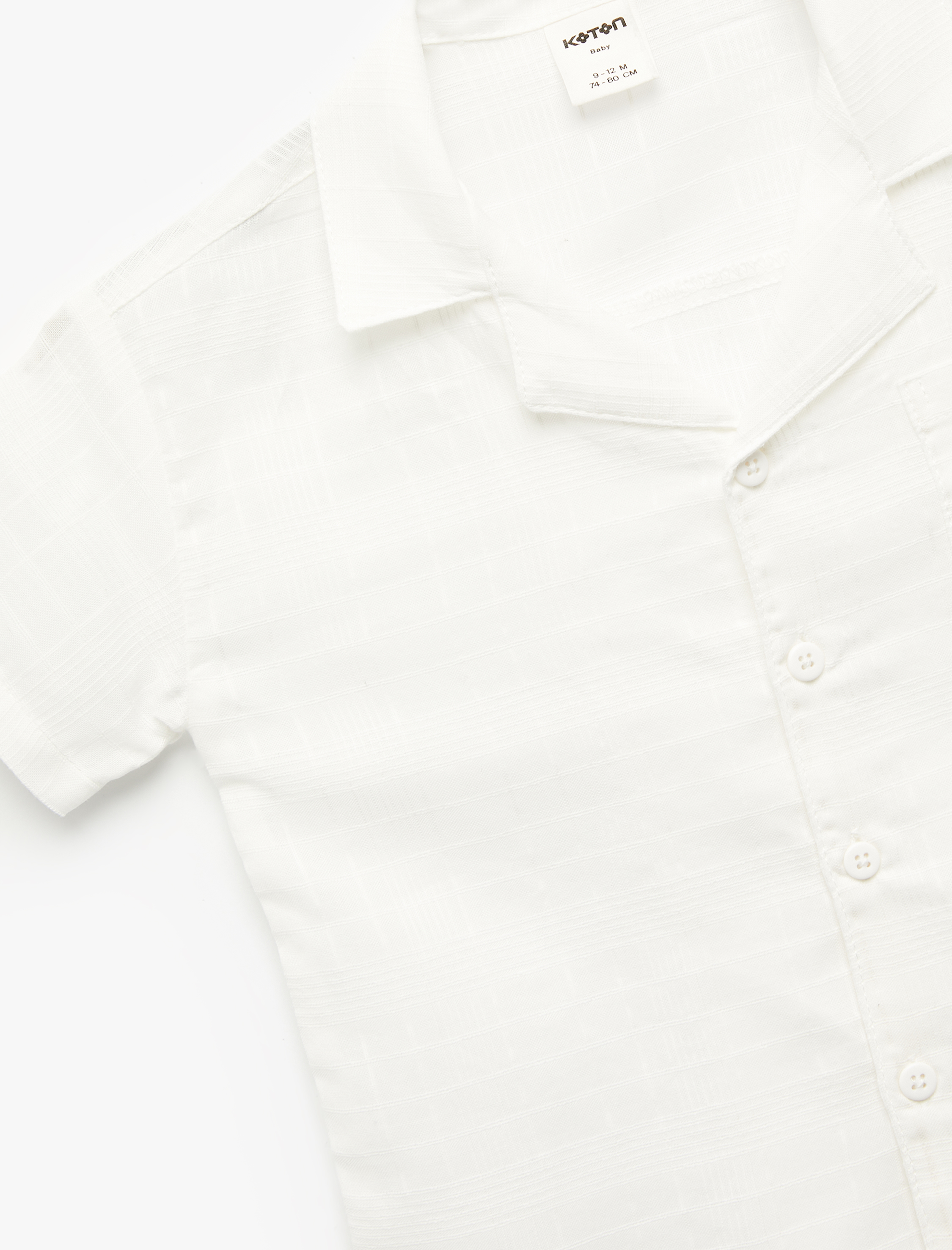  Erkek Bebek Düğmeli Cep Detaylı Kısa Kollu Gömlek