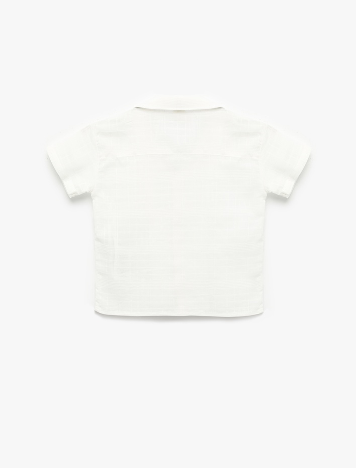 Erkek Bebek Düğmeli Cep Detaylı Kısa Kollu Gömlek