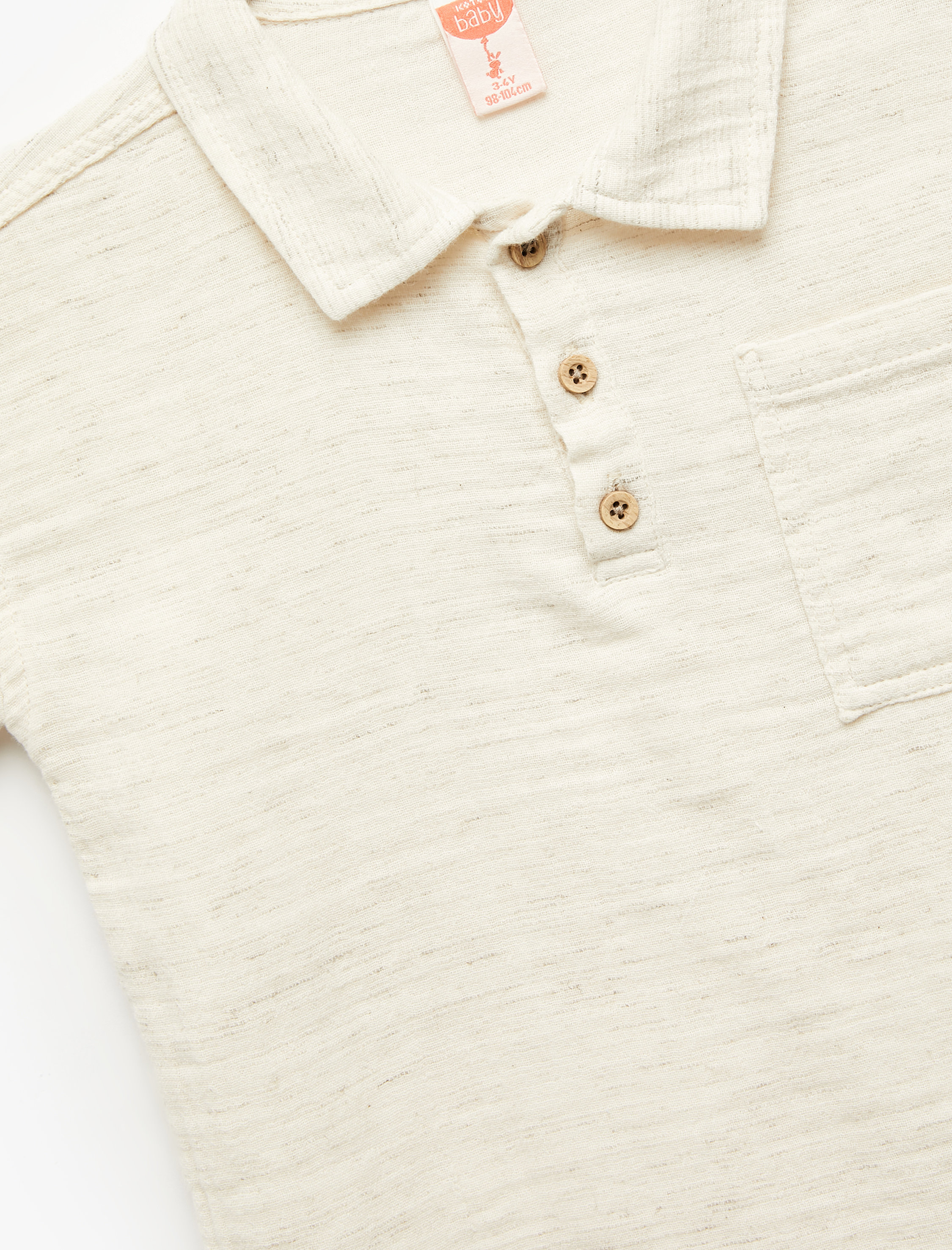  Erkek Bebek Düğmeli Cep Detaylı Kısa Kollu Polo Yaka Tişört