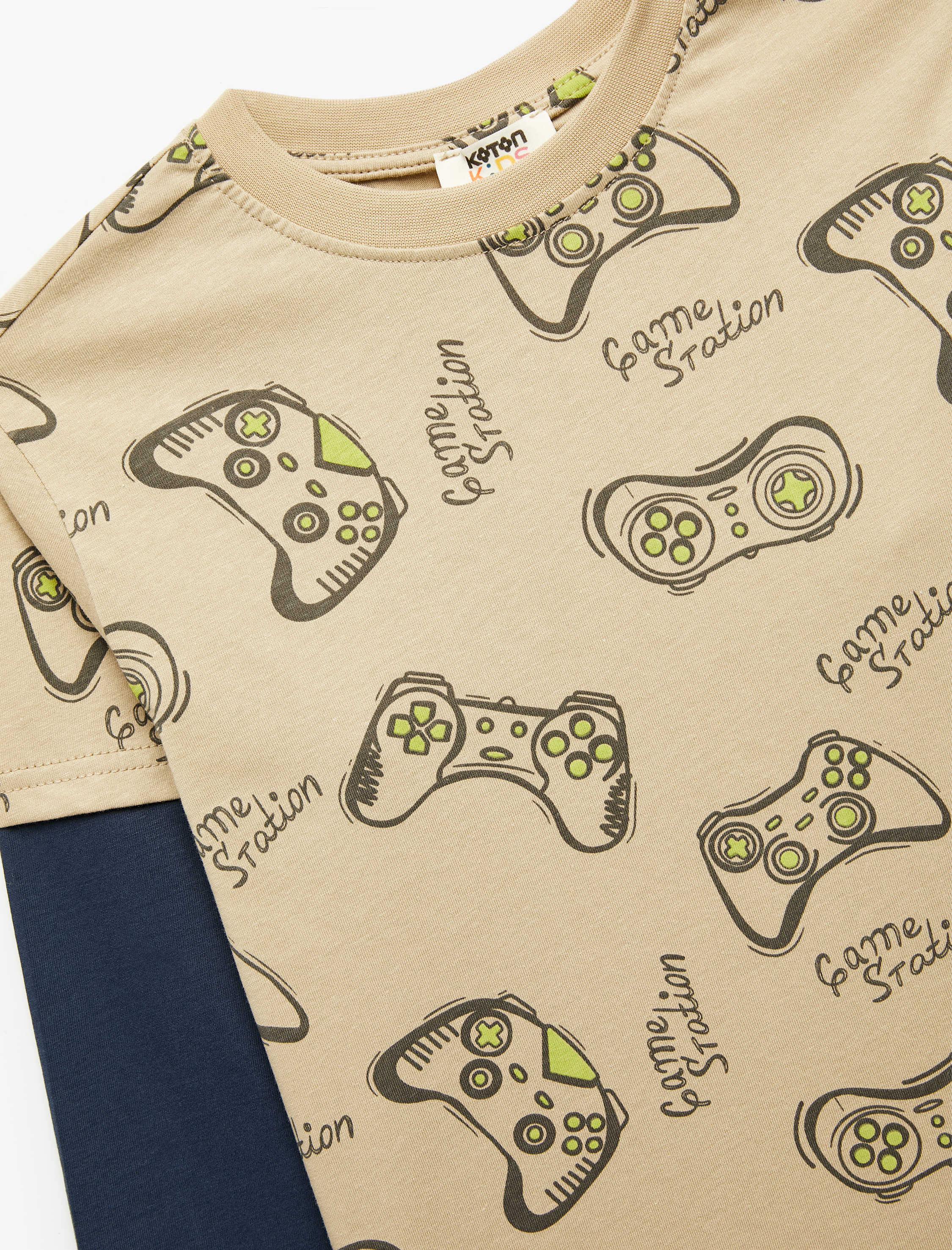 Erkek Çocuk Pamuklu Uzun Kollu Bisiklet Yaka Baskılı Tişört