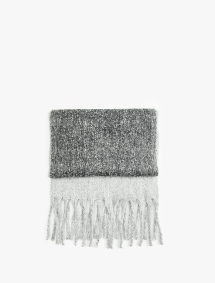 Kadın Kırçıllı Yumuşak Dokulu Püsküllü Uzun Atkı