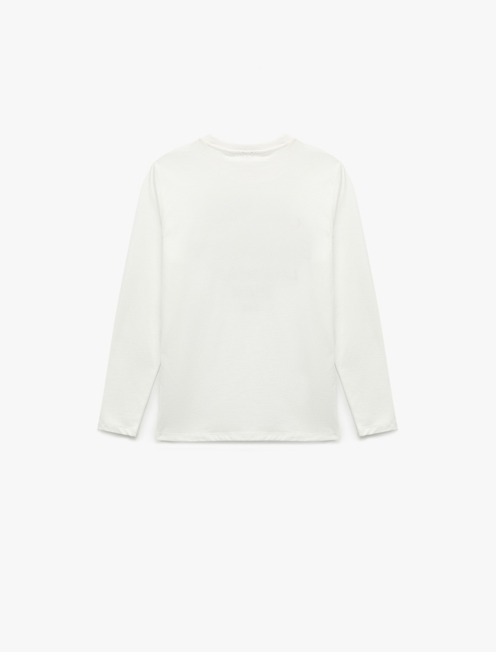 Erkek Çocuk Pamuklu Bisiklet Yaka Uzun Kollu Baskılı Tişört