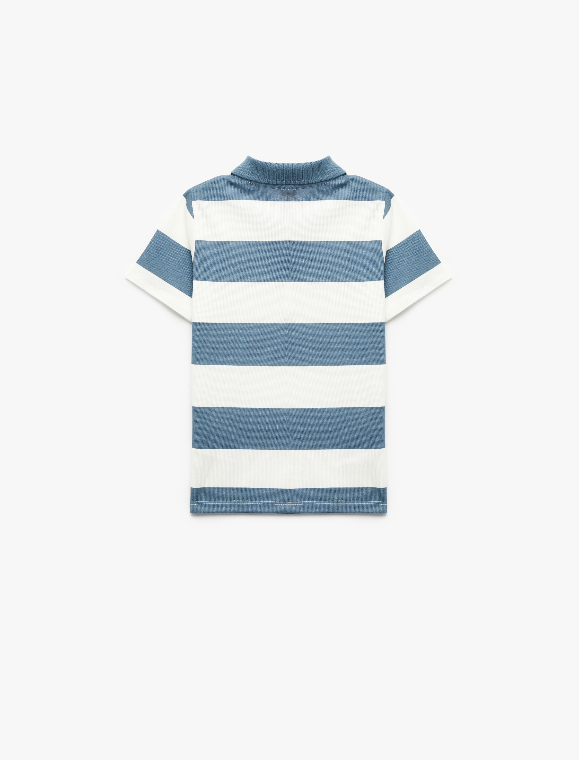  Erkek Bebek Pamuklu Nakış Detaylı Kısa Kollu Çizgili Polo Yaka Tişört