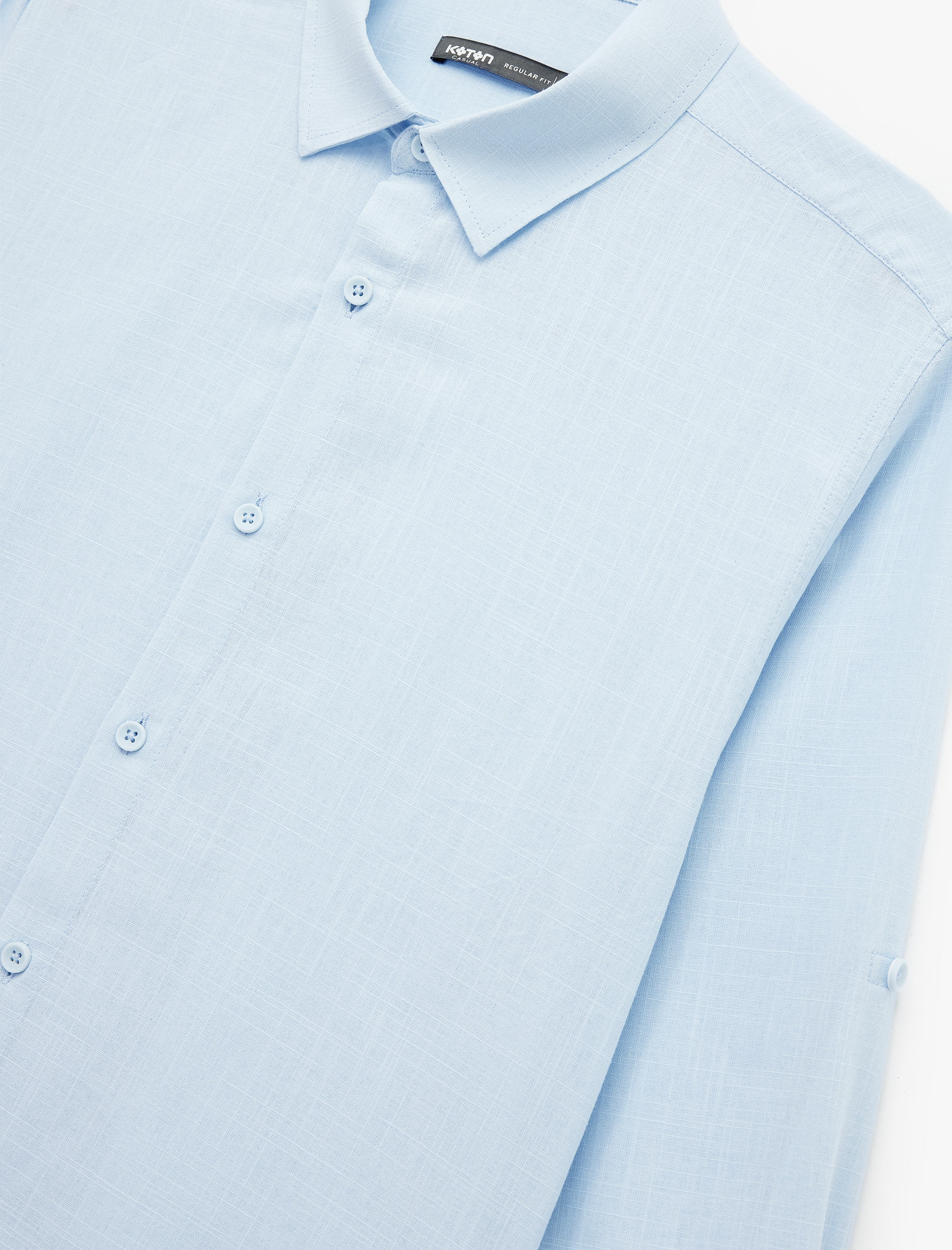   Uzun Kollu Pamuklu Regular Fit Kol Detaylı Klasik Gömlek