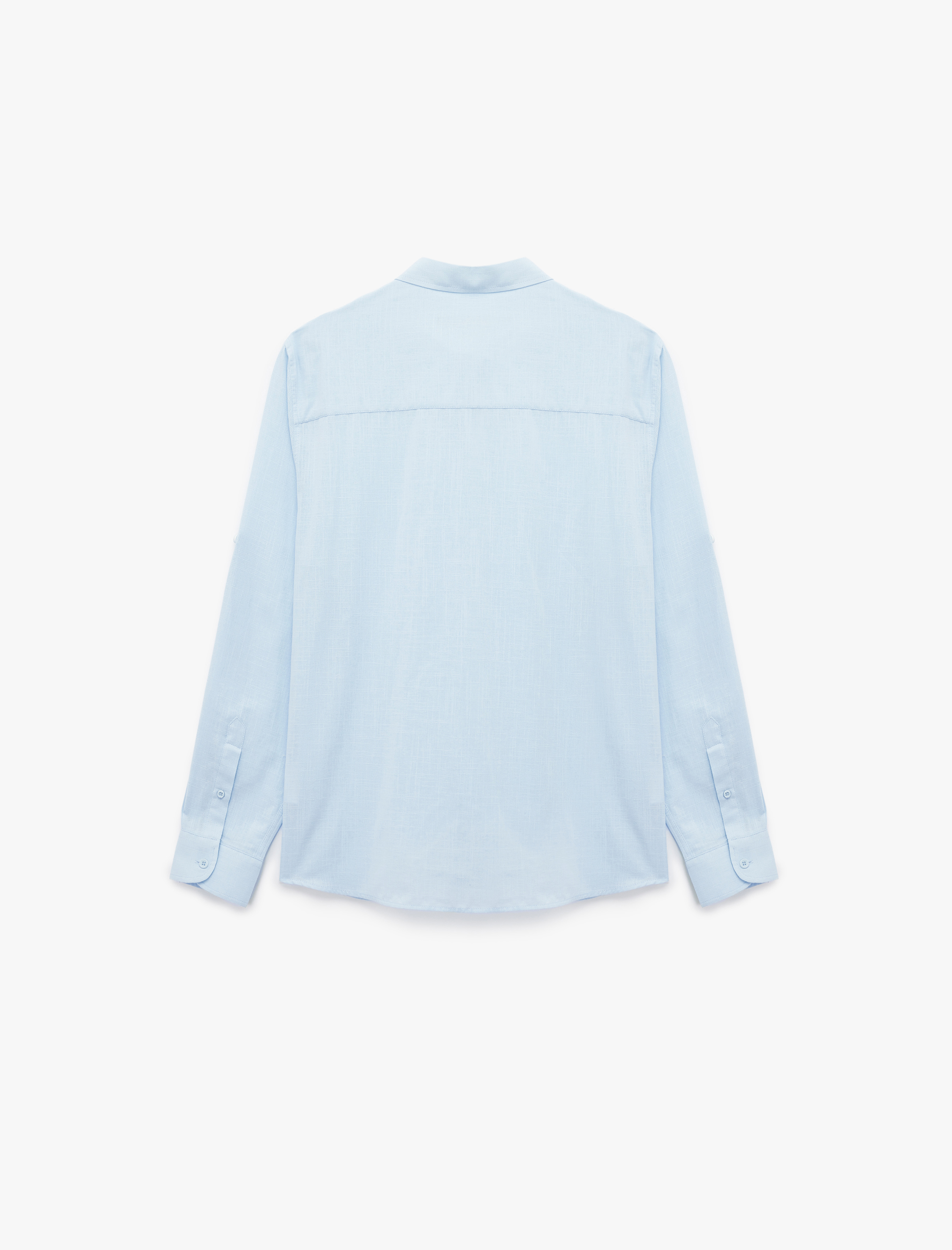   Uzun Kollu Pamuklu Regular Fit Kol Detaylı Klasik Gömlek