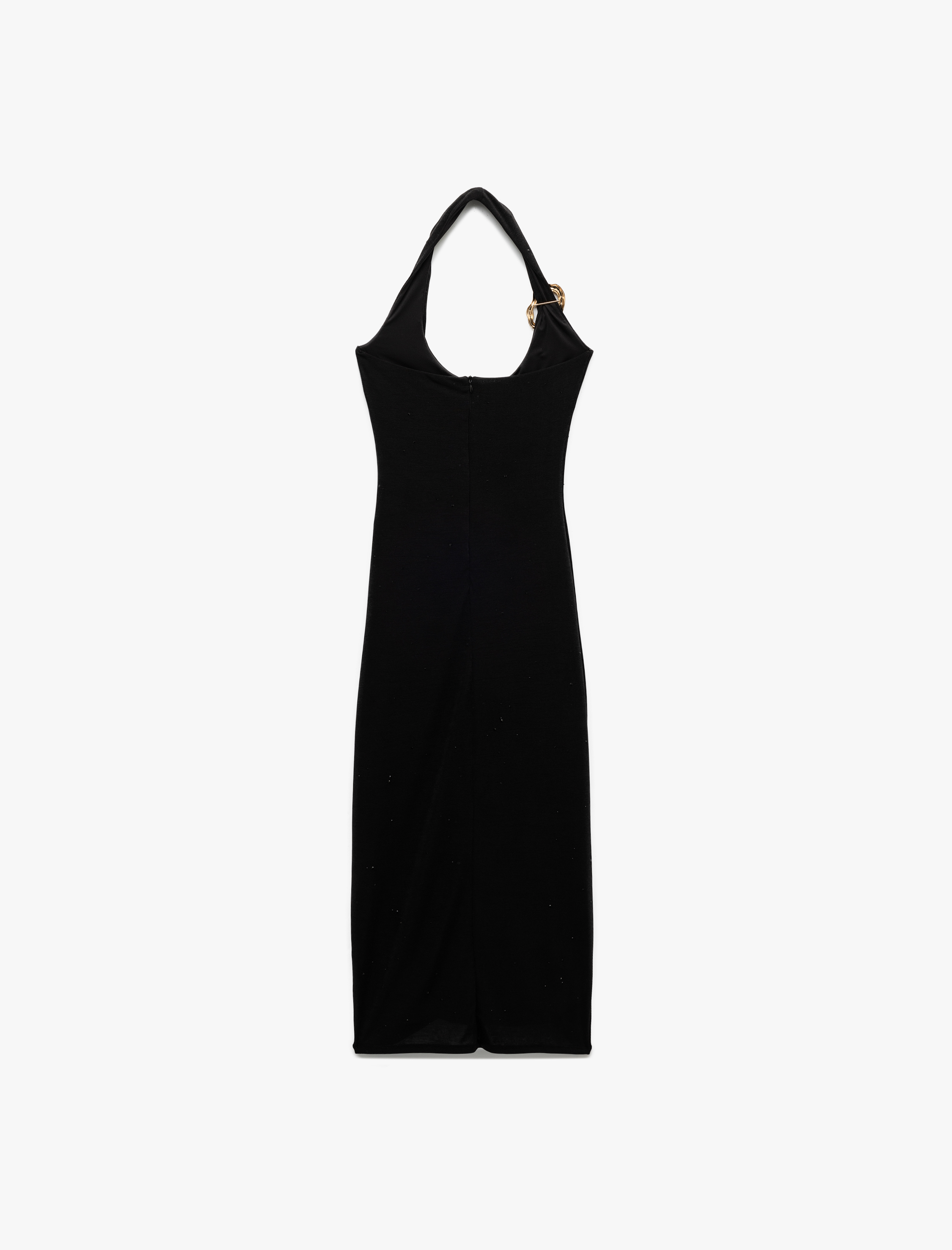 Koton X Sibil Çetinkaya - Kolsuz Simli Dar Kesim Metal Aksesuarlı Uzun Abiye Elbise