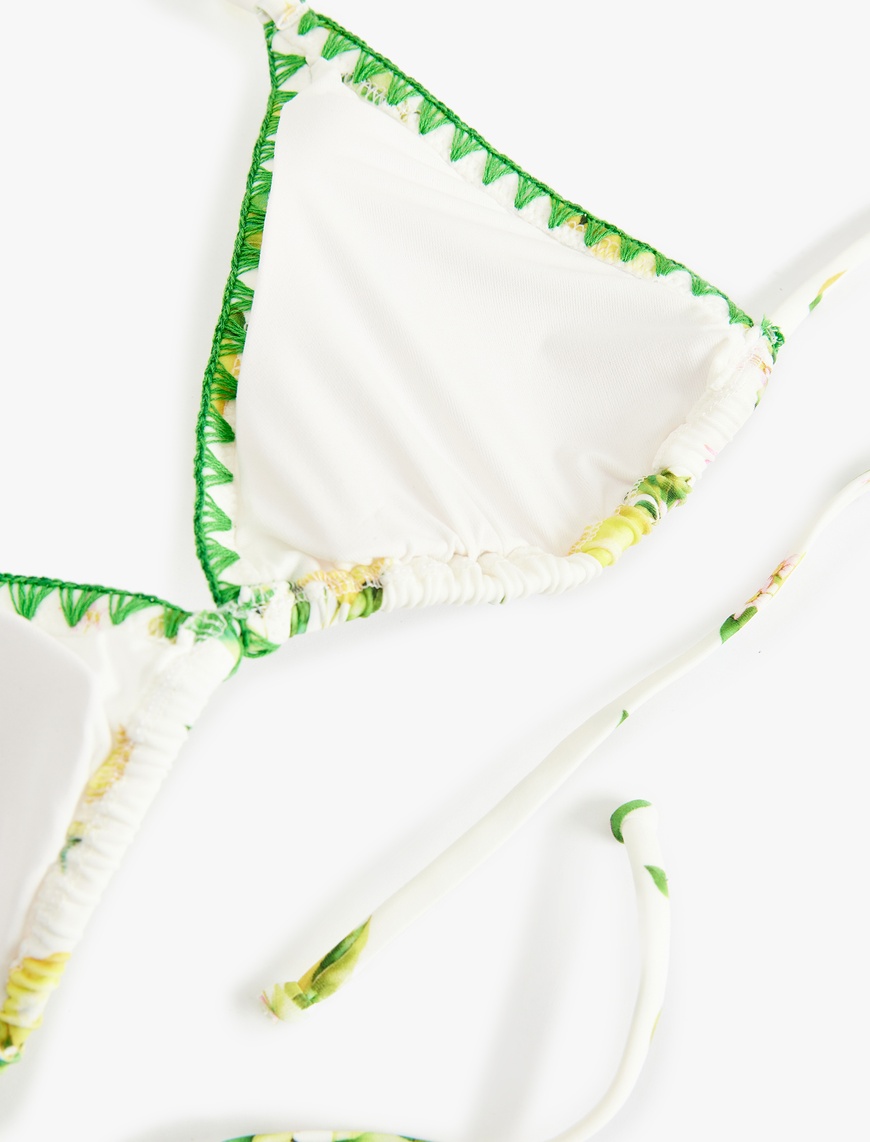   Koton X Sibil Çetinkaya - Kroşe Detaylı Limon Desenli Üçgen Bikini Üstü