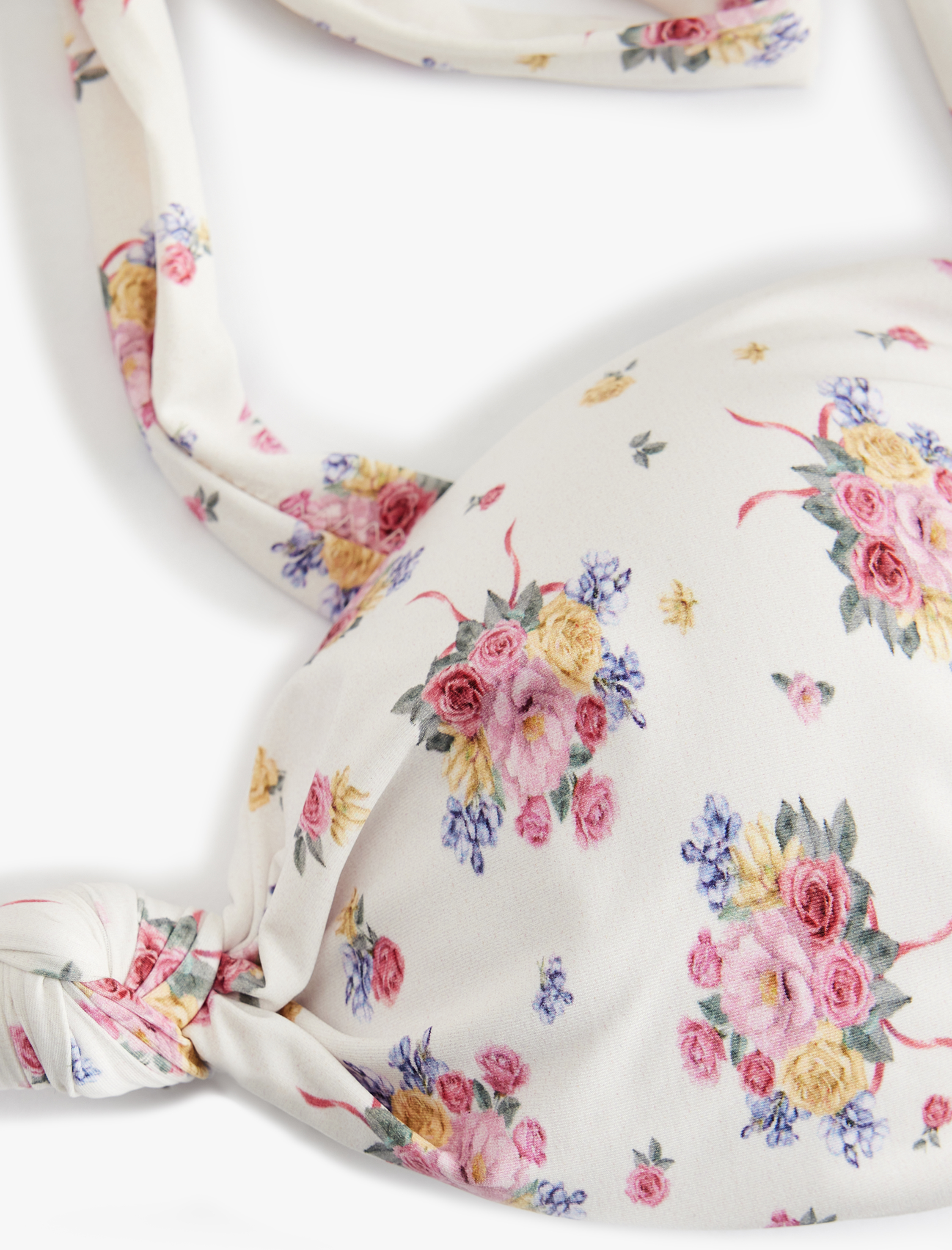 Koton X Sibil Çetinkaya - Hafif Destekli Düğüm Detaylı Çiçekli Bikini Üstü