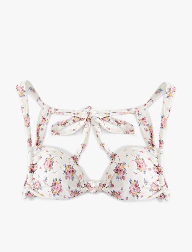 Koton X Sibil Çetinkaya - Hafif Destekli Düğüm Detaylı Çiçekli Bikini Üstü_1