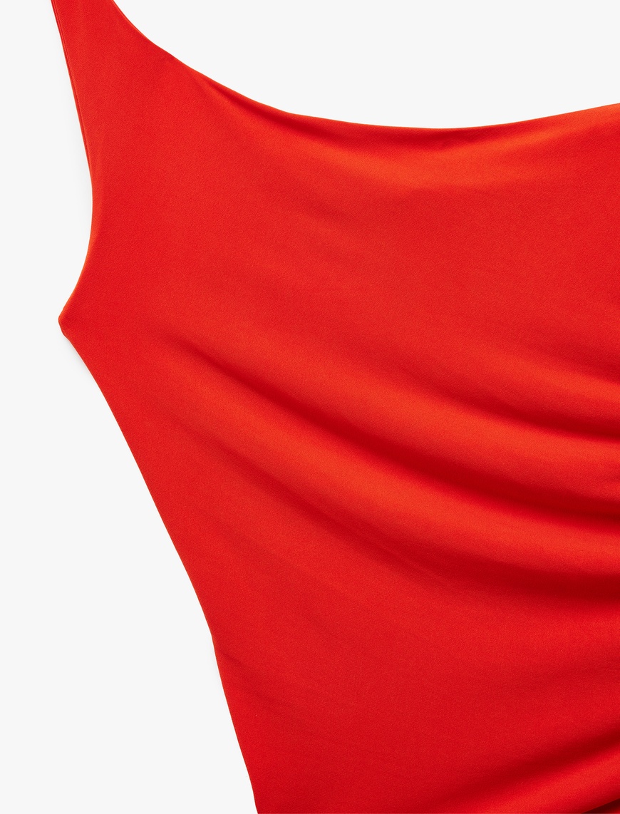   Koton X Sibil Çetinkaya - Tek Omuz Kolsuz Drapeli Metal Aksesuarlı Bodycon Mini Abiye Elbise