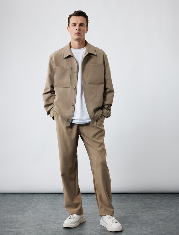 Pileli Oversize Cep Detaylı Kumaş Pantolon_0