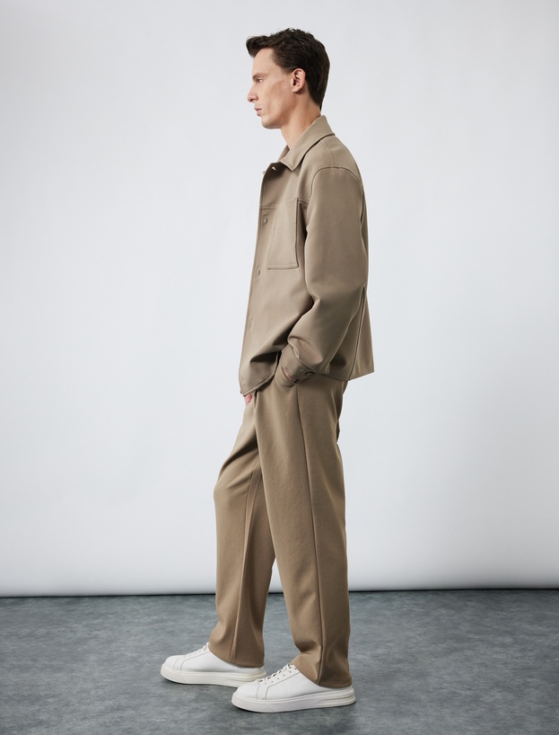 Pileli Oversize Cep Detaylı Kumaş Pantolon_1
