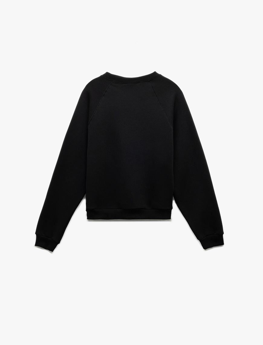   Pamuklu Bisiklet Yaka Şardonlu Sweatshirt