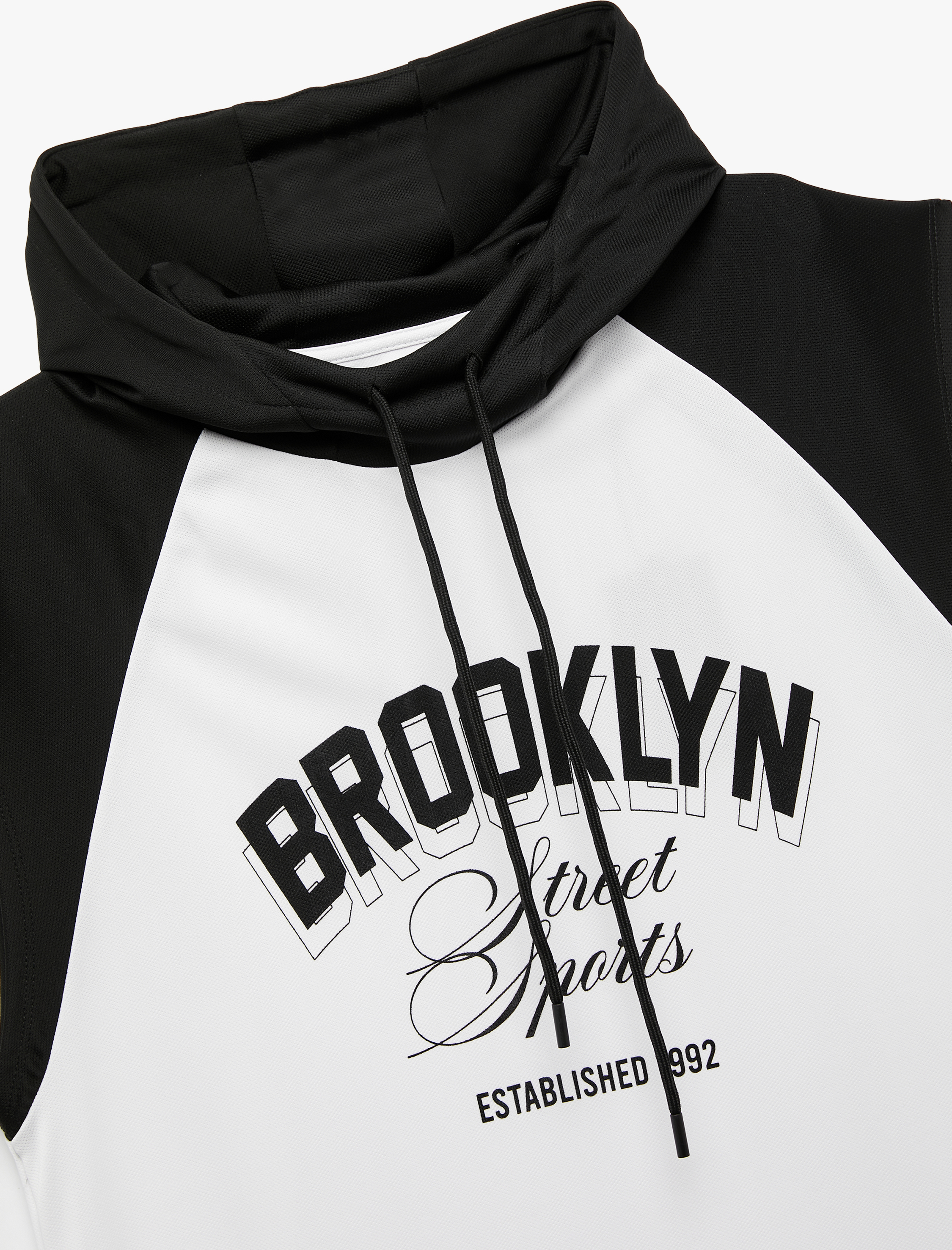   Baskılı Renk Kontrastlı Kapşonlu Kolsuz Spor Atleti