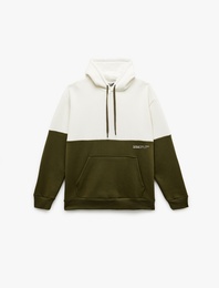 Kapşonlu Renk Bloklu Pamuklu Şardonlu Oversize Kanguru Cepli Hoodie