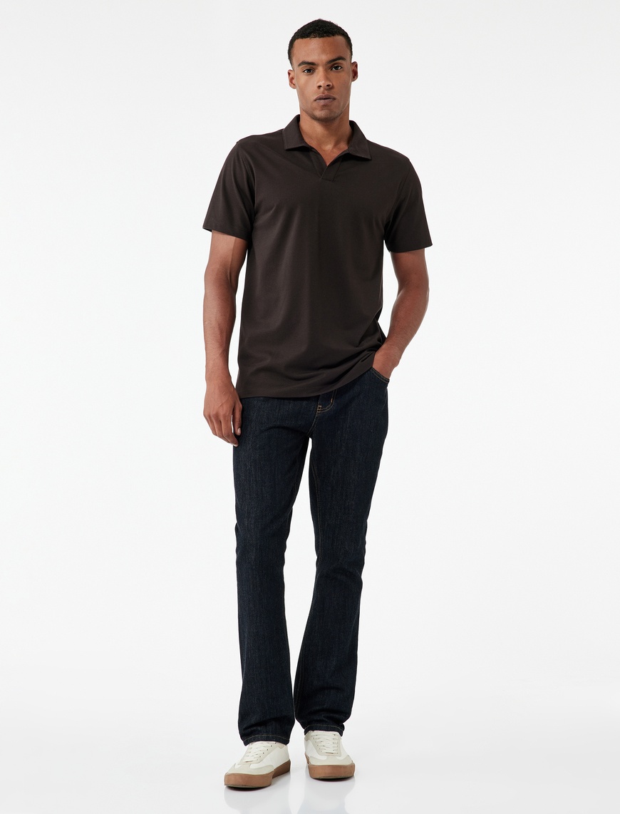   Regular Fit Kısa Kollu Pike Kumaş Pamuklu Polo Yaka Tişört