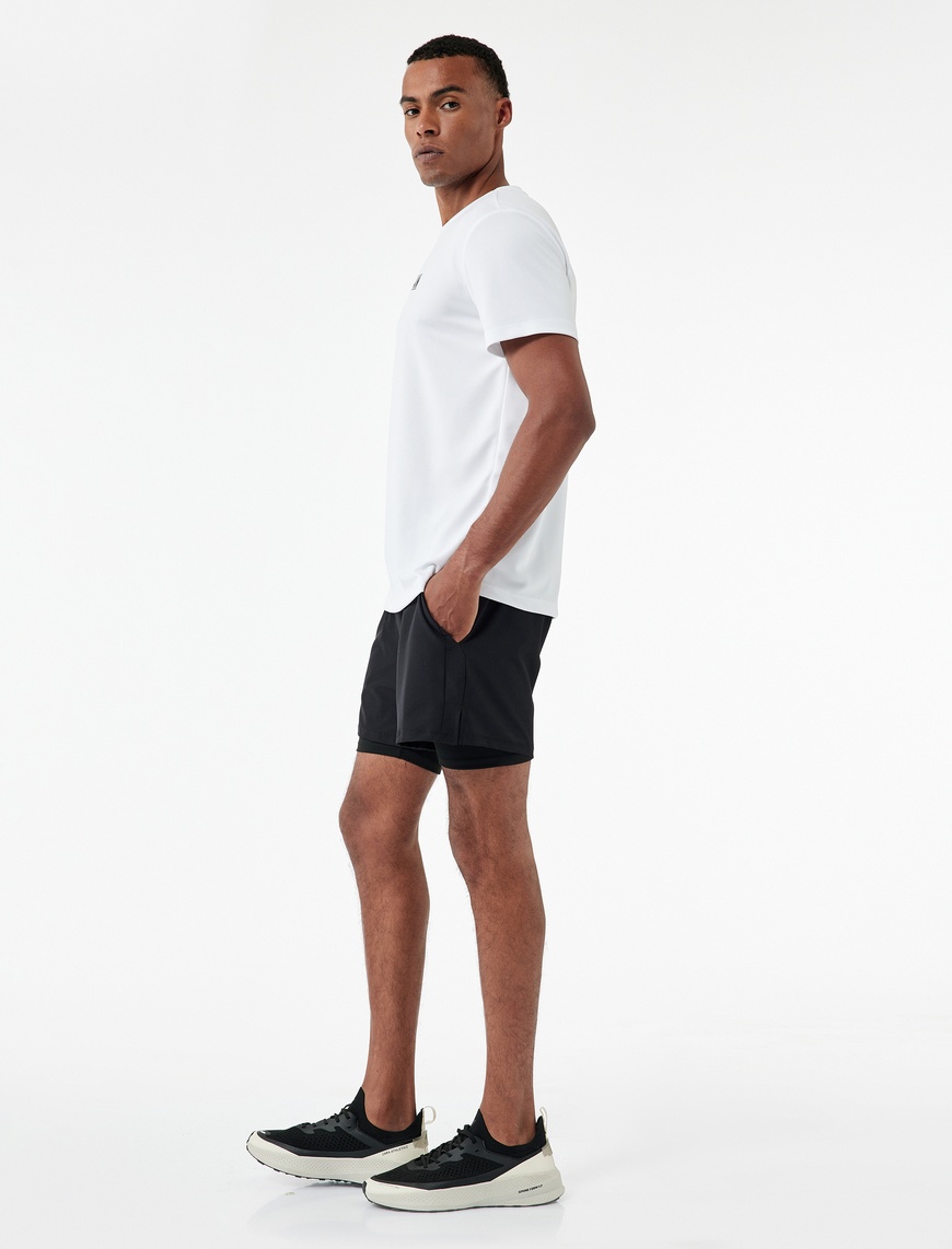   Slim Fit Cep Detaylı Paraşüt Kumaş Beli Lastikli Taytlı Spor Şort