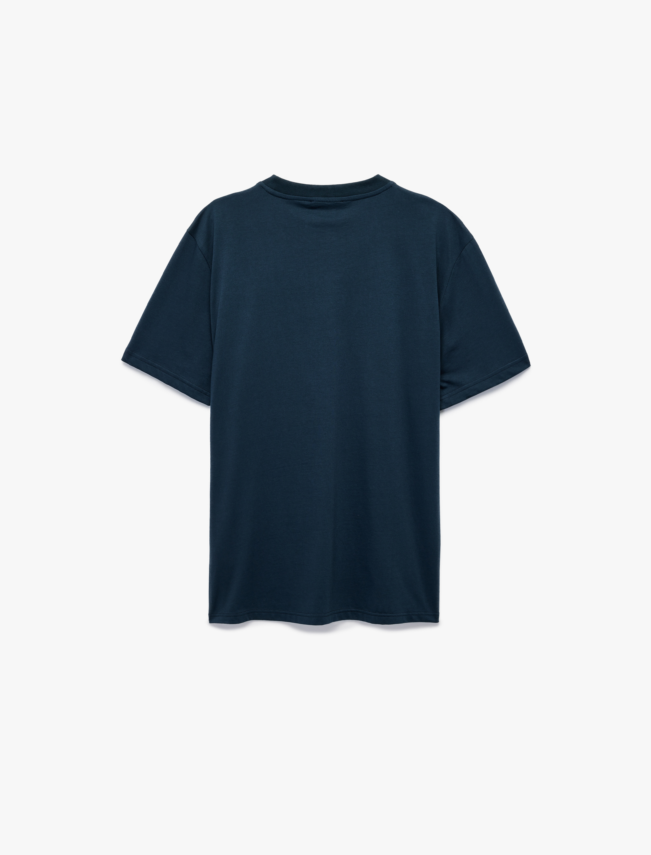   Pamuklu Kısa Kollu Bisiklet Yaka Baskılı Tişört