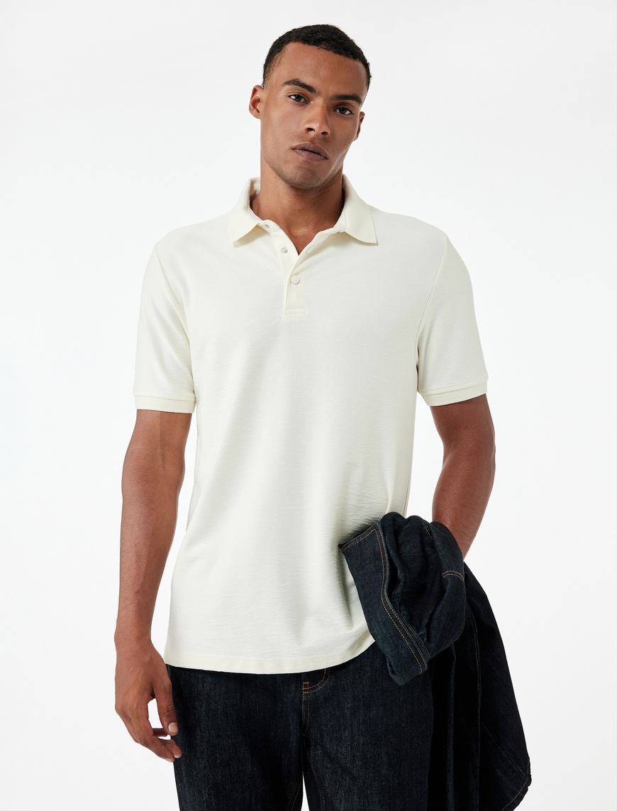   Regular Fit Çıtçıt Düğme Detaylı Kısa Kollu Polo Yaka Tişört