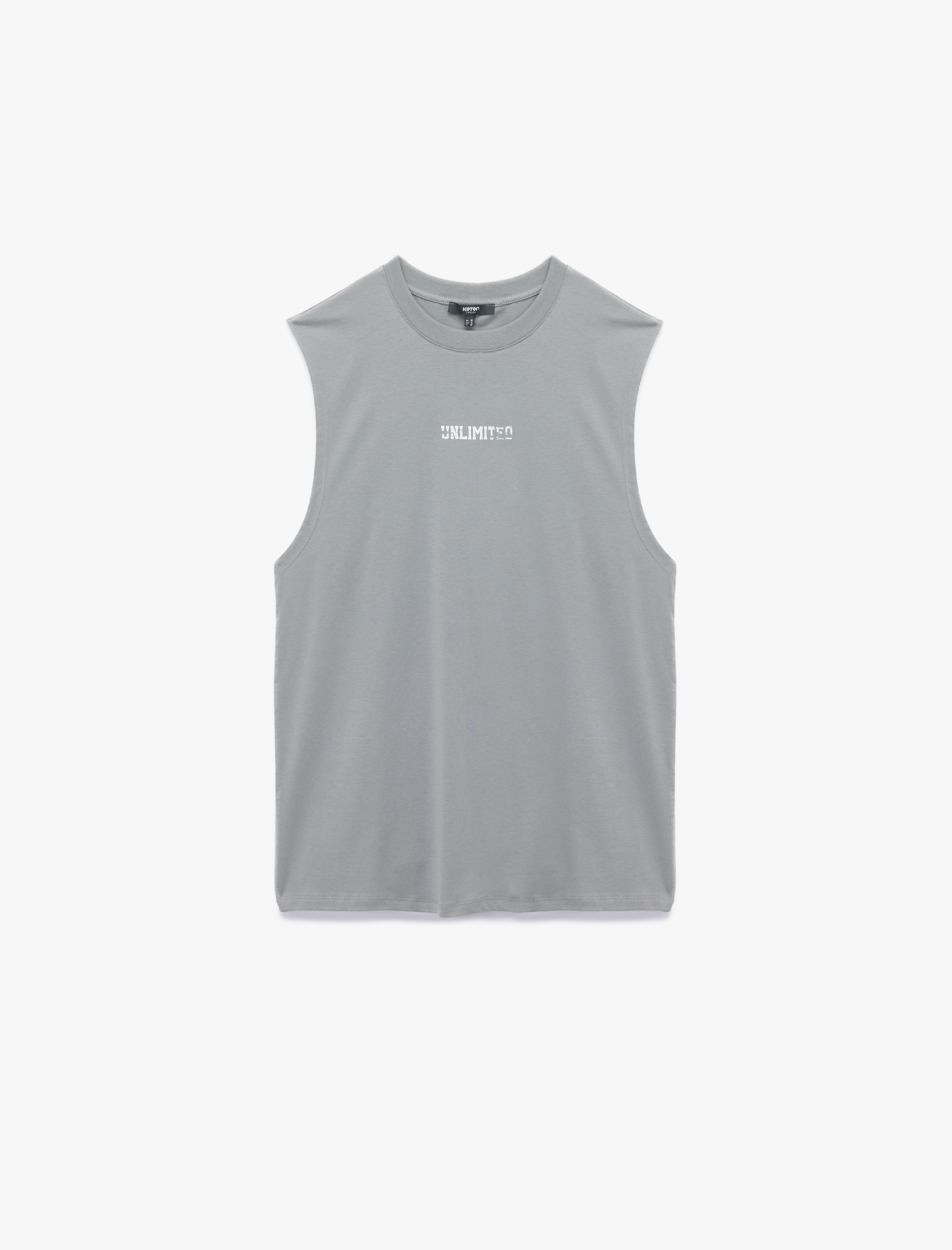   Pamuklu Bisiklet Yaka Kolsuz Arkası Baskılı Atlet