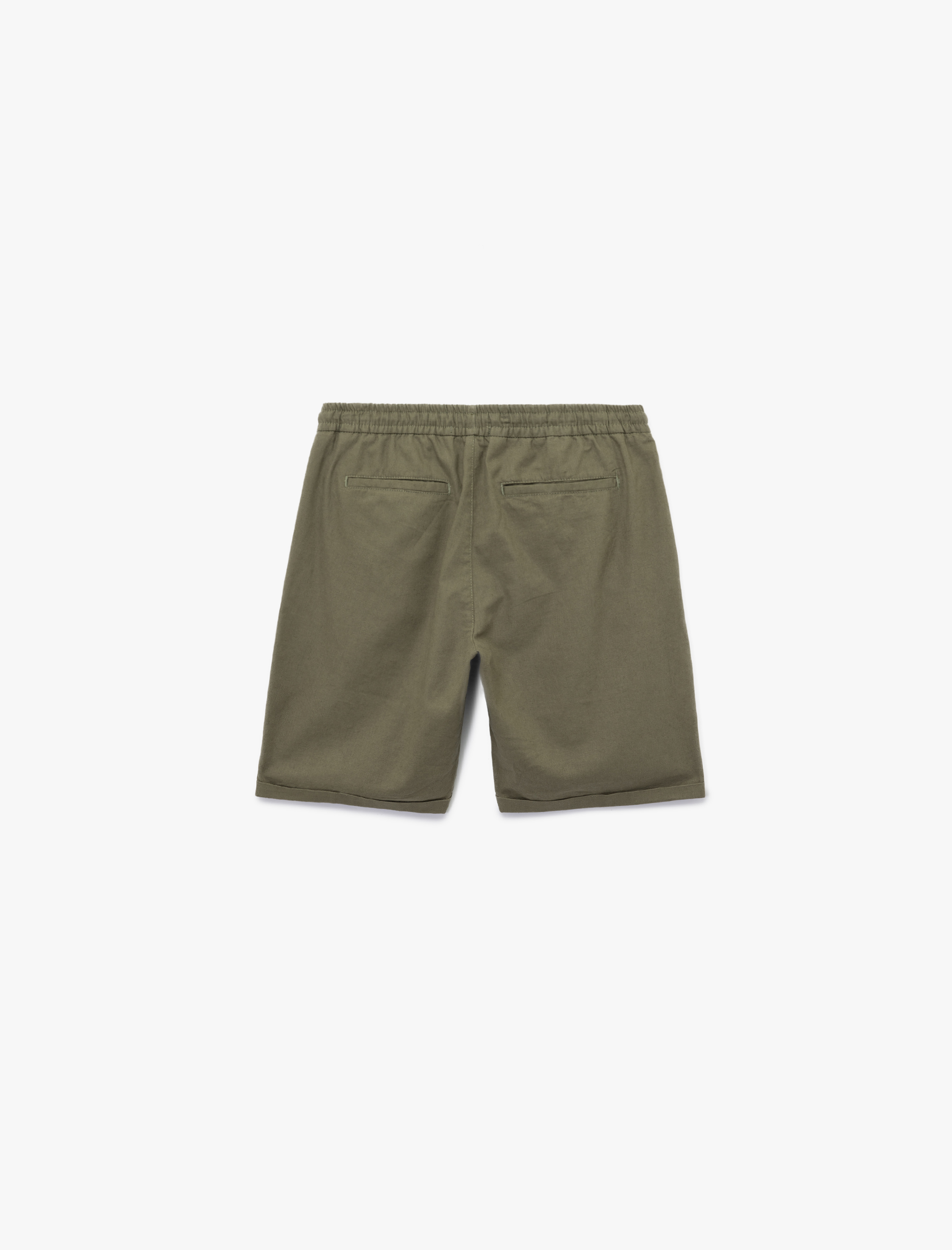   Pamuk Keten Karışımlı Beli Bağcıklı Bermuda Şort