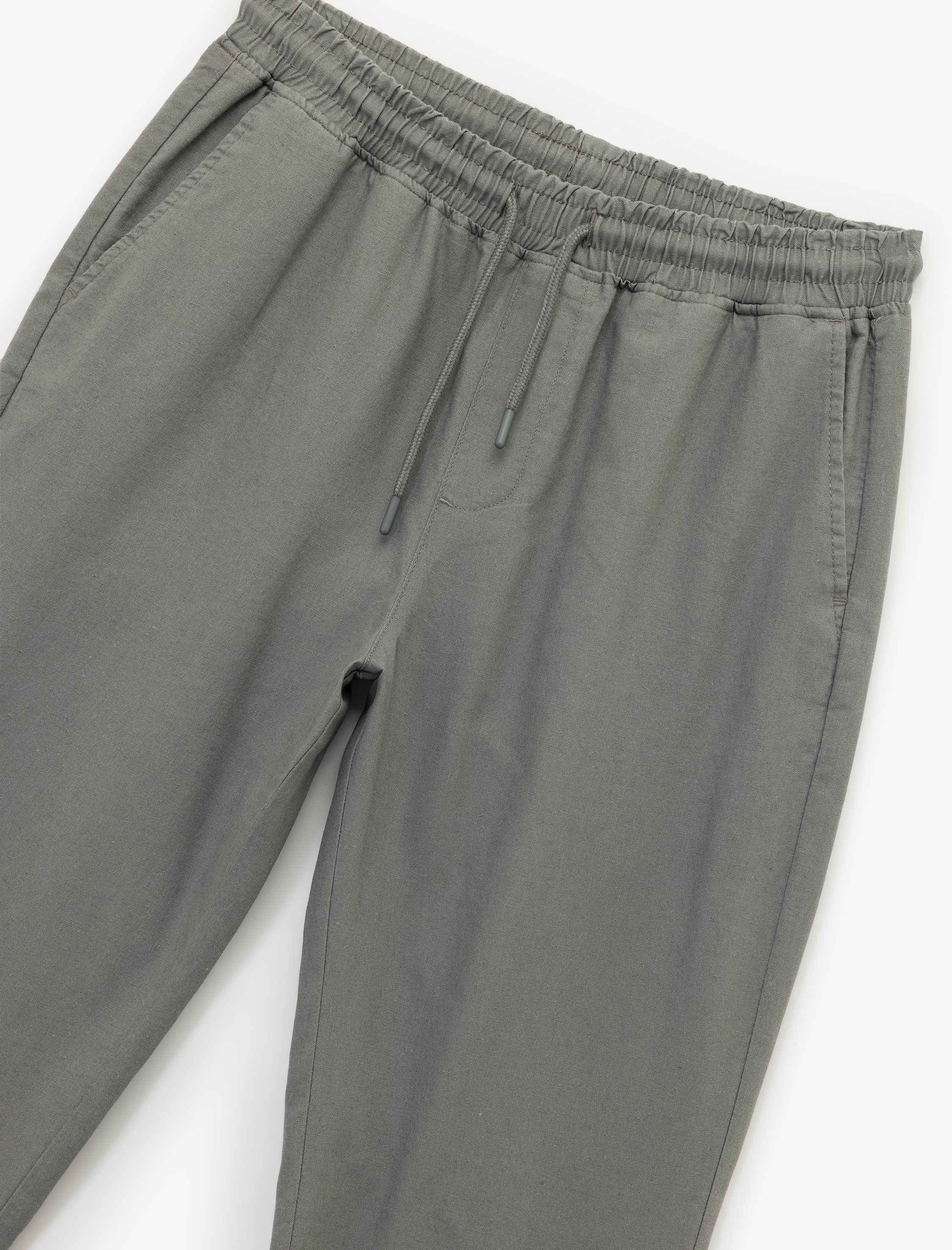   Keten Pamuk Karışımlı Beli Bağcıklı Chino Pantolon