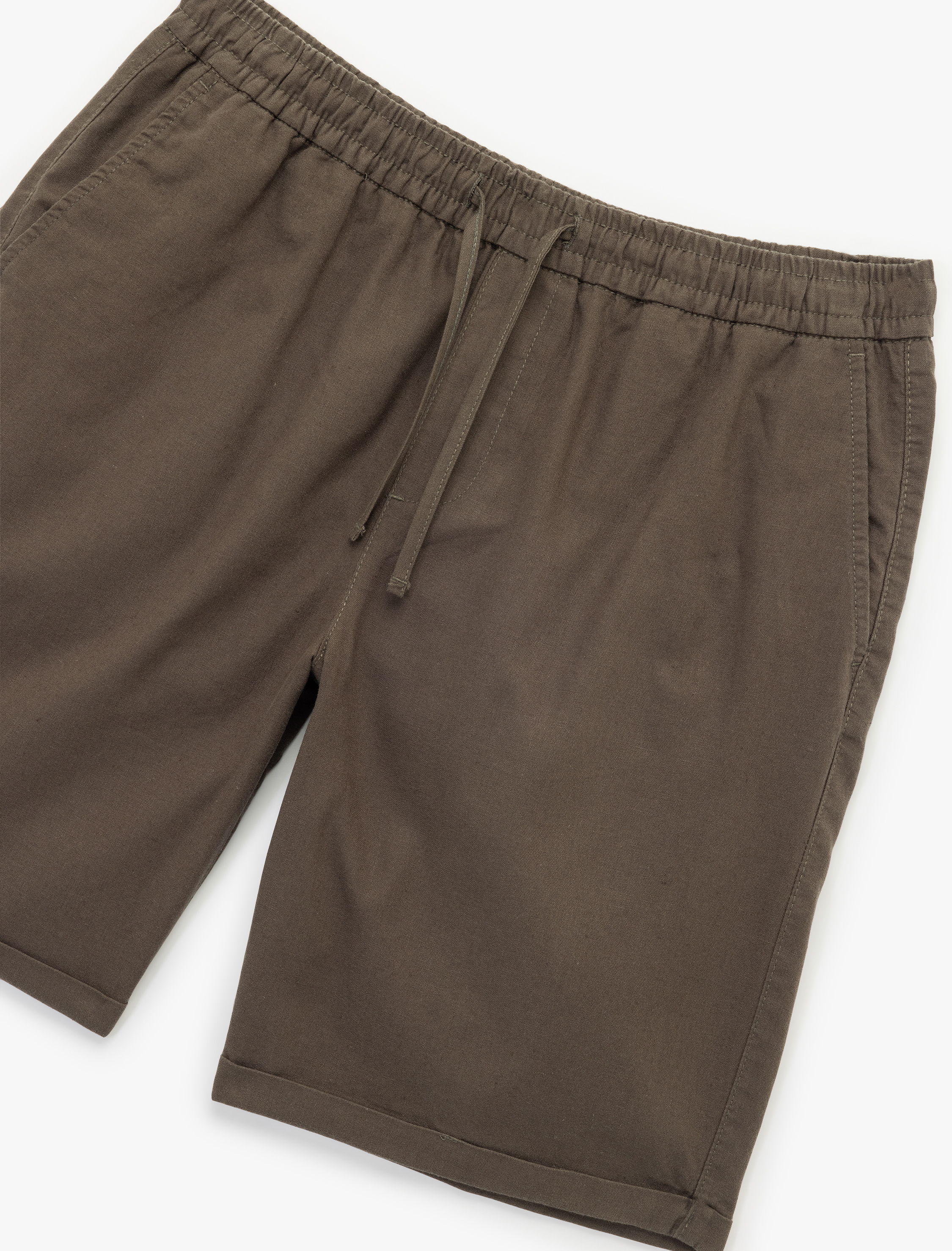   Pamuk Keten Karışımlı Beli Bağcıklı Bermuda Şort