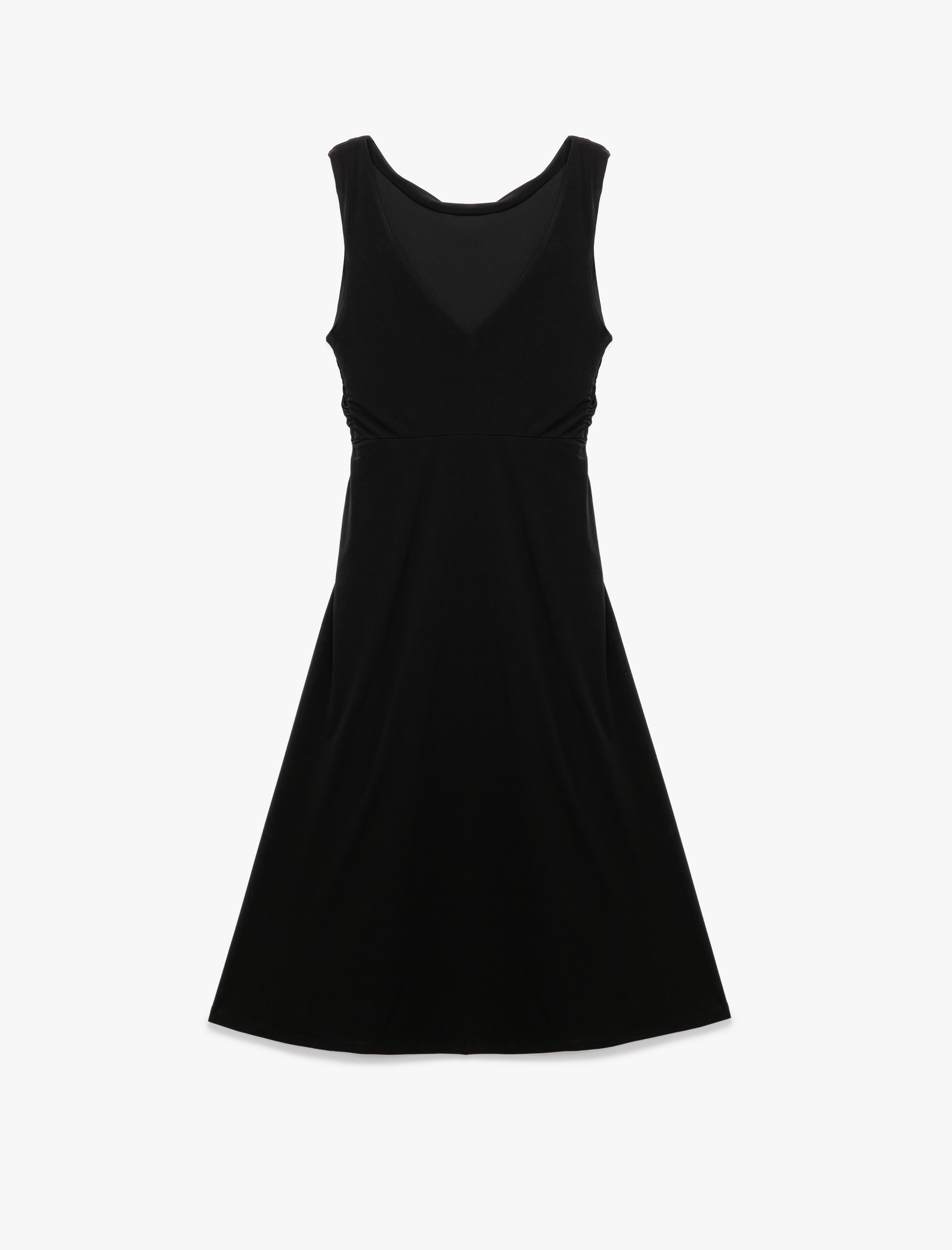   Degaje Yaka Kolsuz Metal Aksesuarlı Parlak Uzun Abiye Elbise