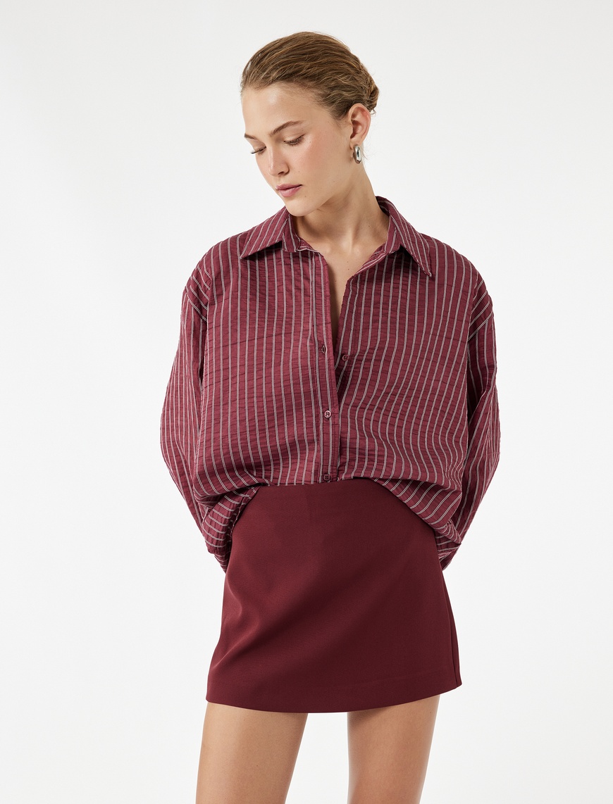   Slim Fit Cep Detaylı Mini Şort Etek