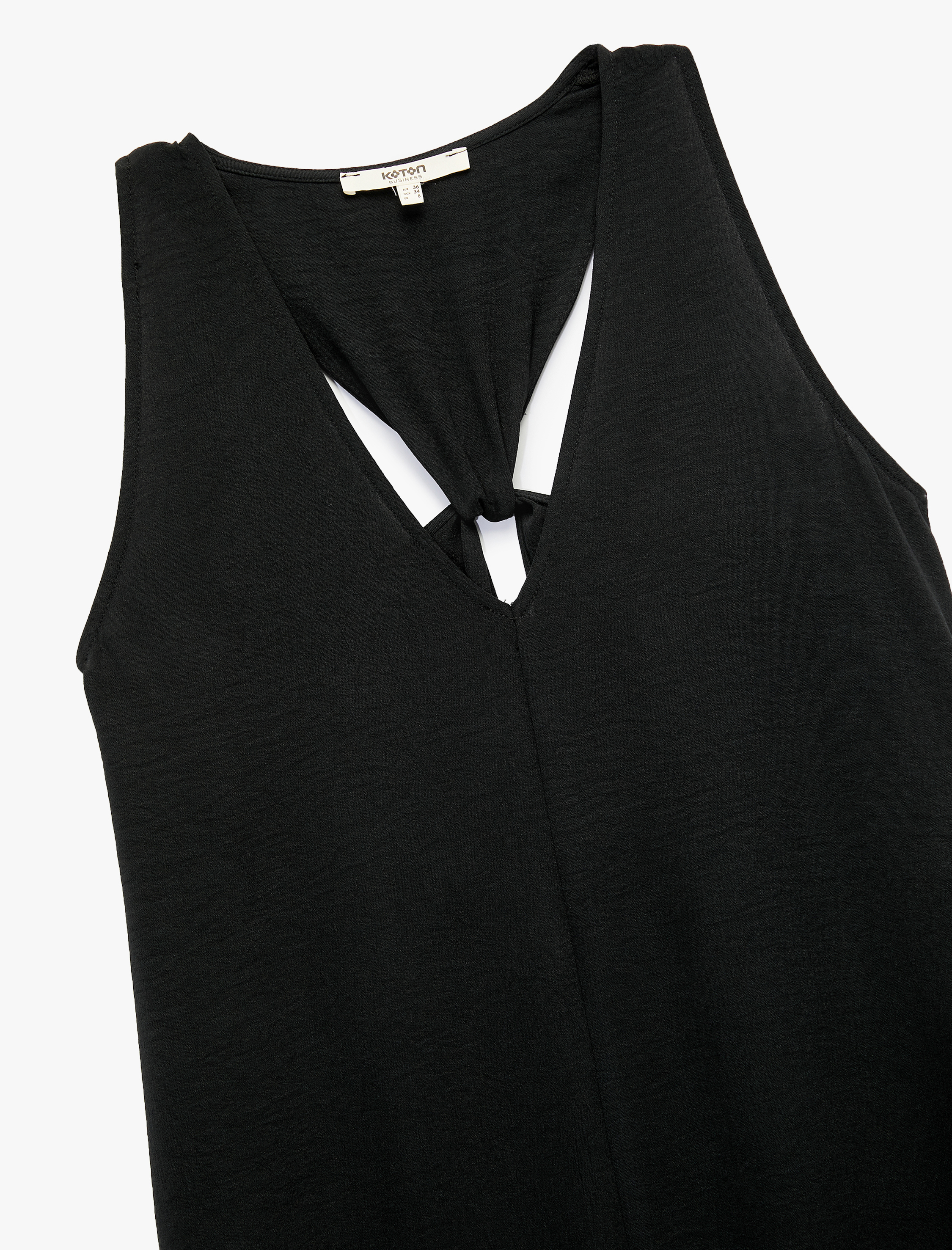   Aerobin Kumaş V Yaka Kolsuz Pencere Detaylı Midi Boy Kloş Elbise