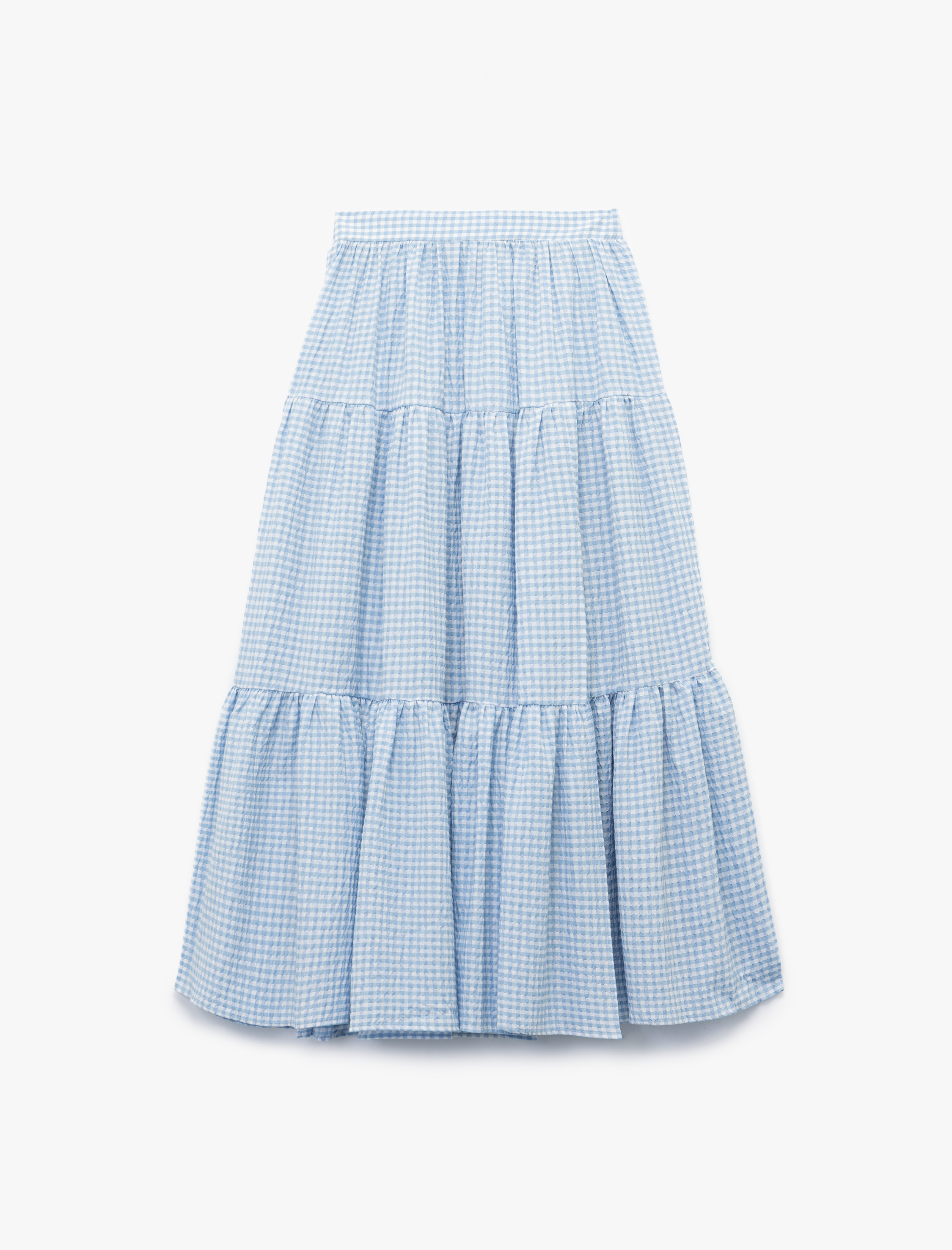   Rahat Kalıp Katlı Pötikareli Midi Kloş Etek