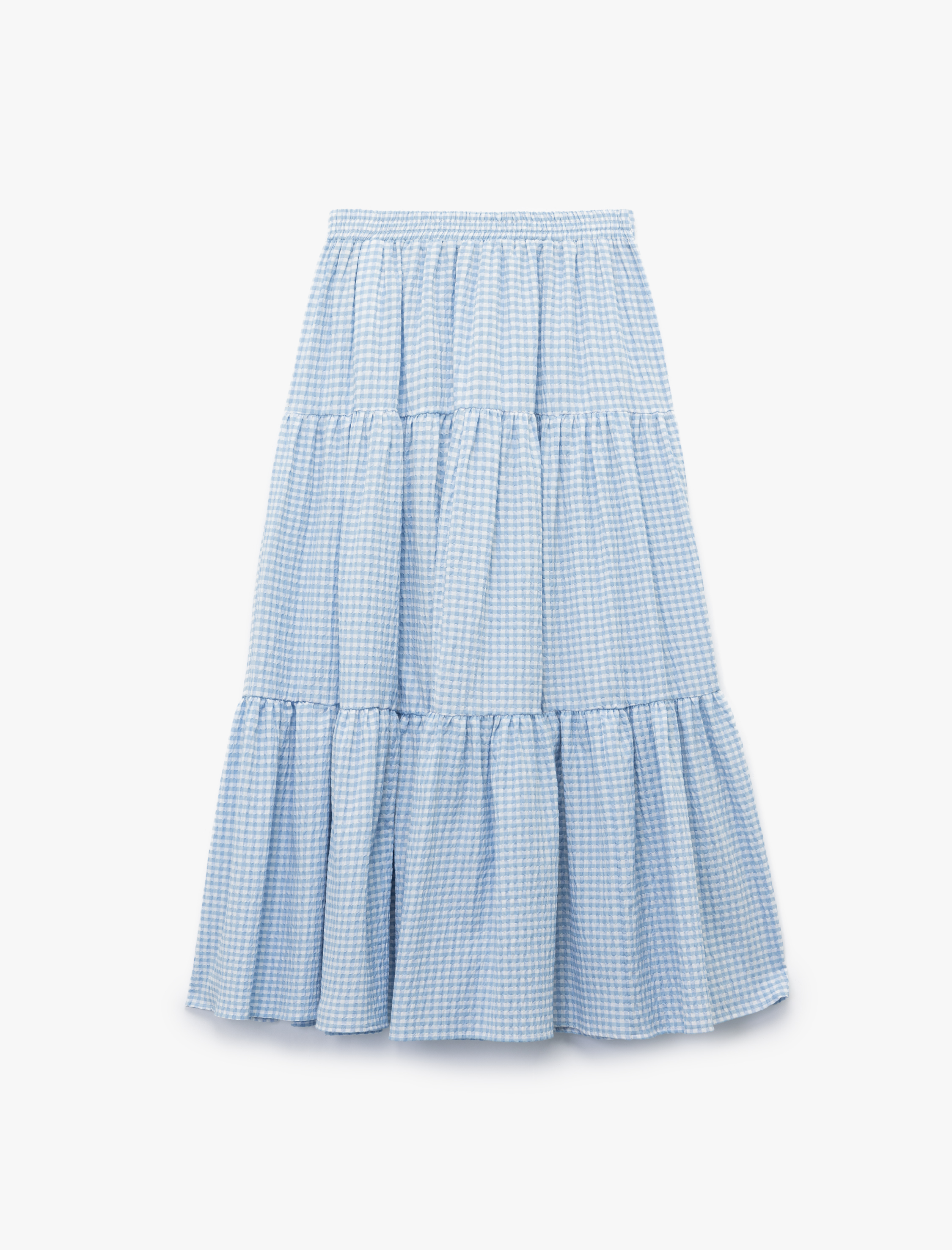   Rahat Kalıp Katlı Pötikareli Midi Kloş Etek