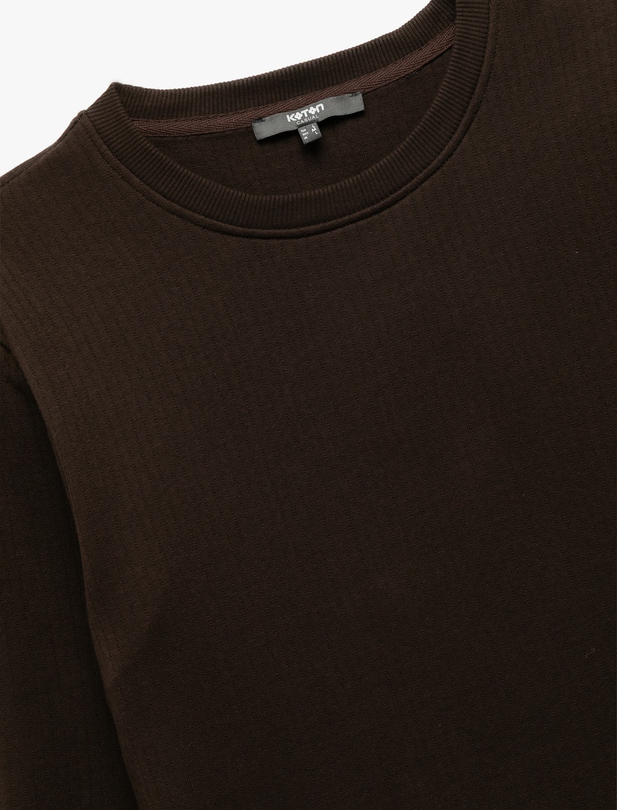   Uzun Kollu Pamuklu Bisiklet Yaka Basic Sweatshirt