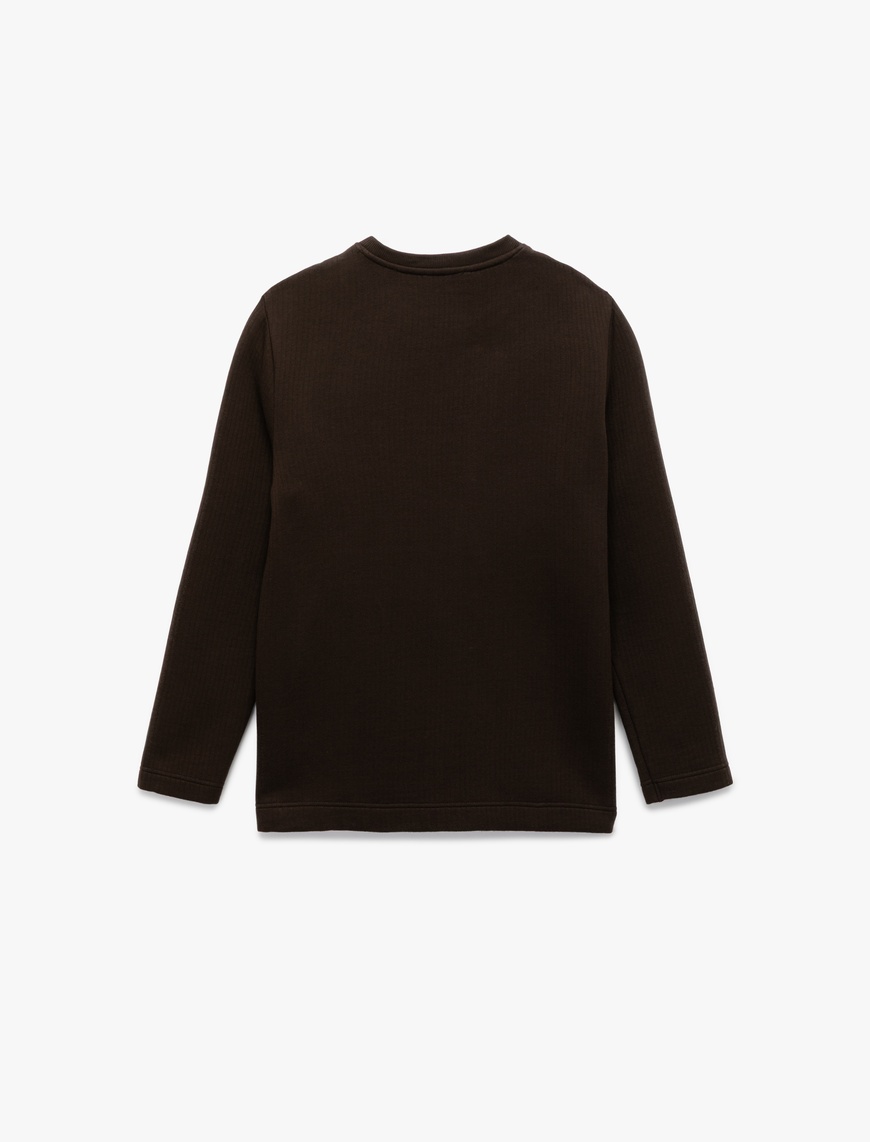   Uzun Kollu Pamuklu Bisiklet Yaka Basic Sweatshirt