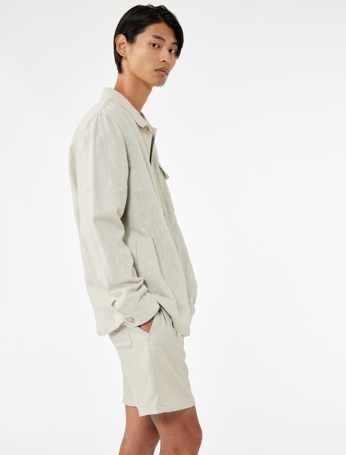  Rahat Kesim Cep Detaylı Pamuklu Beli Bağcıklı Şort