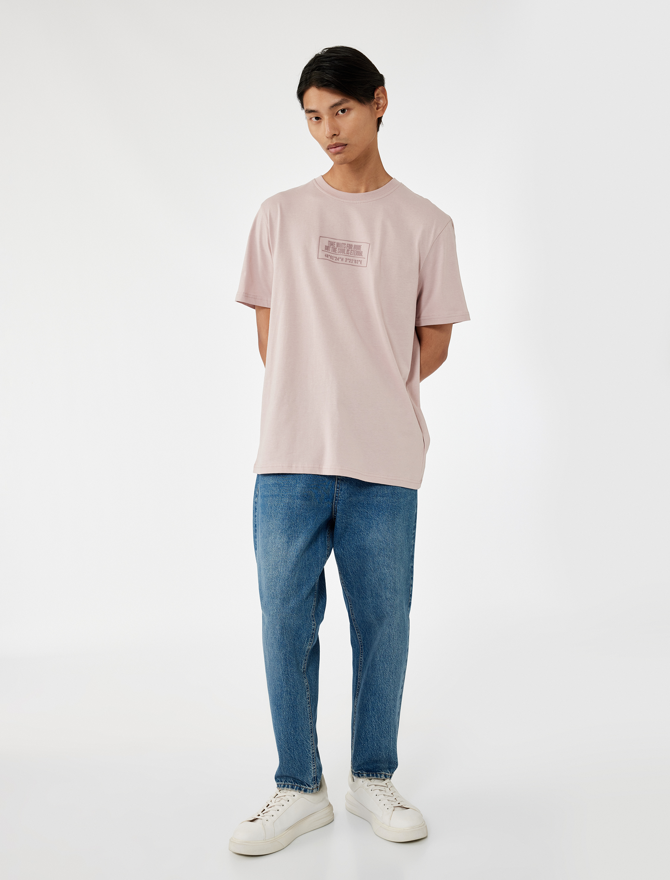   Regular Fit Pamuklu Bisiklet Yaka Kısa Kollu Baskılı Tişört