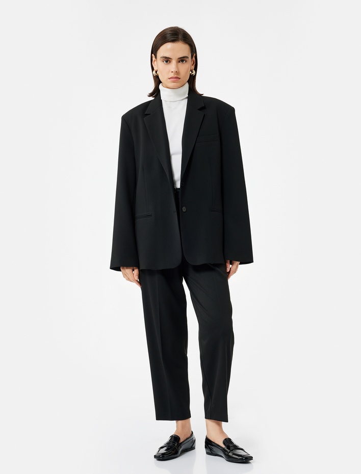  Cepli Kemerli Yüksek Bel Oversize Cigarette Pantolon