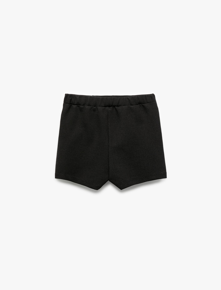 Kız Bebek Viskon Karışımlı Kemerli Yırtmaç Detaylı Şort Etek