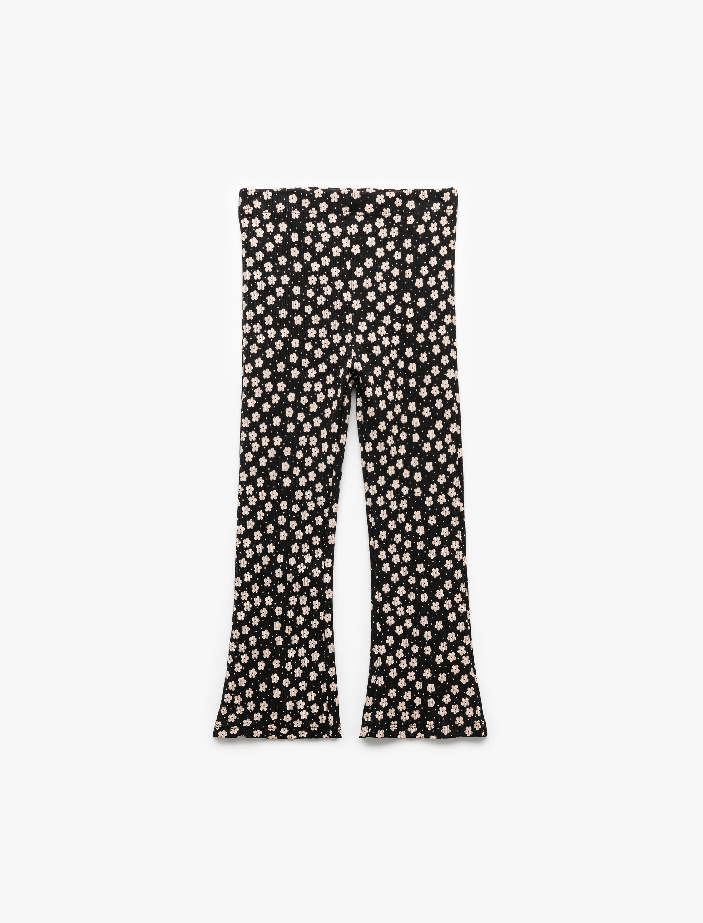  Kız Bebek İspanyol Paça Cep Detaylı Çiçekli Pamuklu Tayt