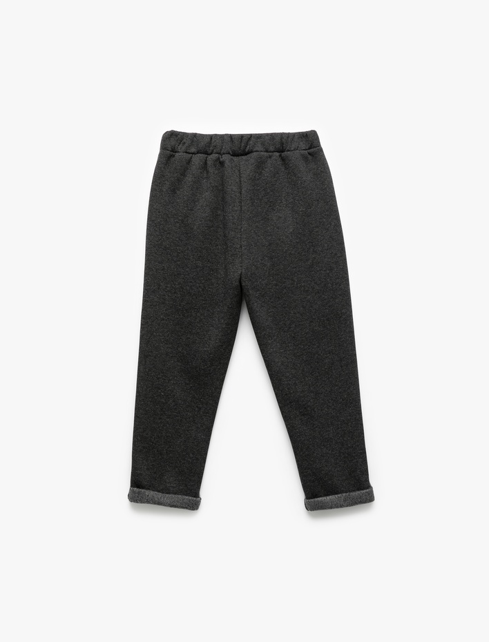 Erkek Bebek Şardonlu Duble Paça Düğmeli Bağcıklı Eşofman Altı