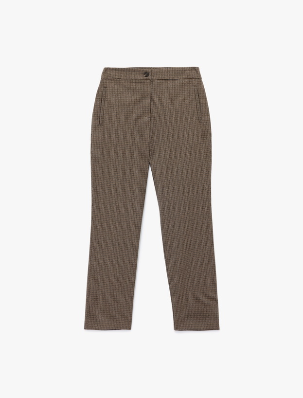 Regular Fit Normal Bel Ekose Cigarette Pantolon_0