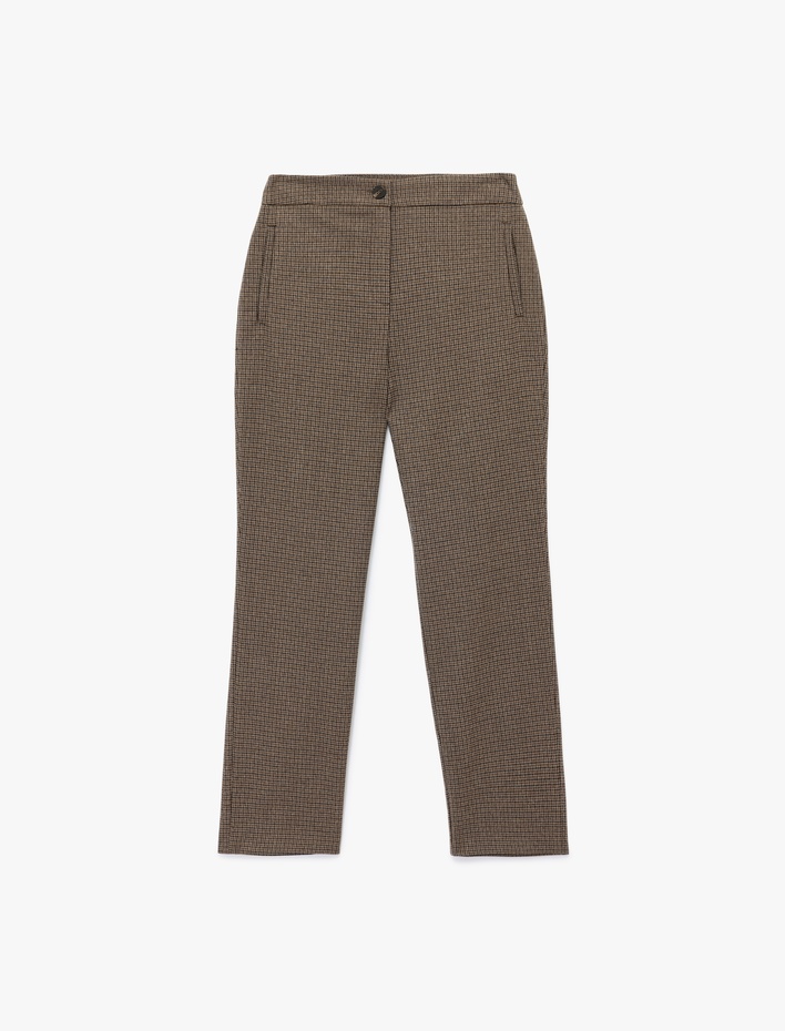  Regular Fit Normal Bel Ekose Cigarette Pantolon
