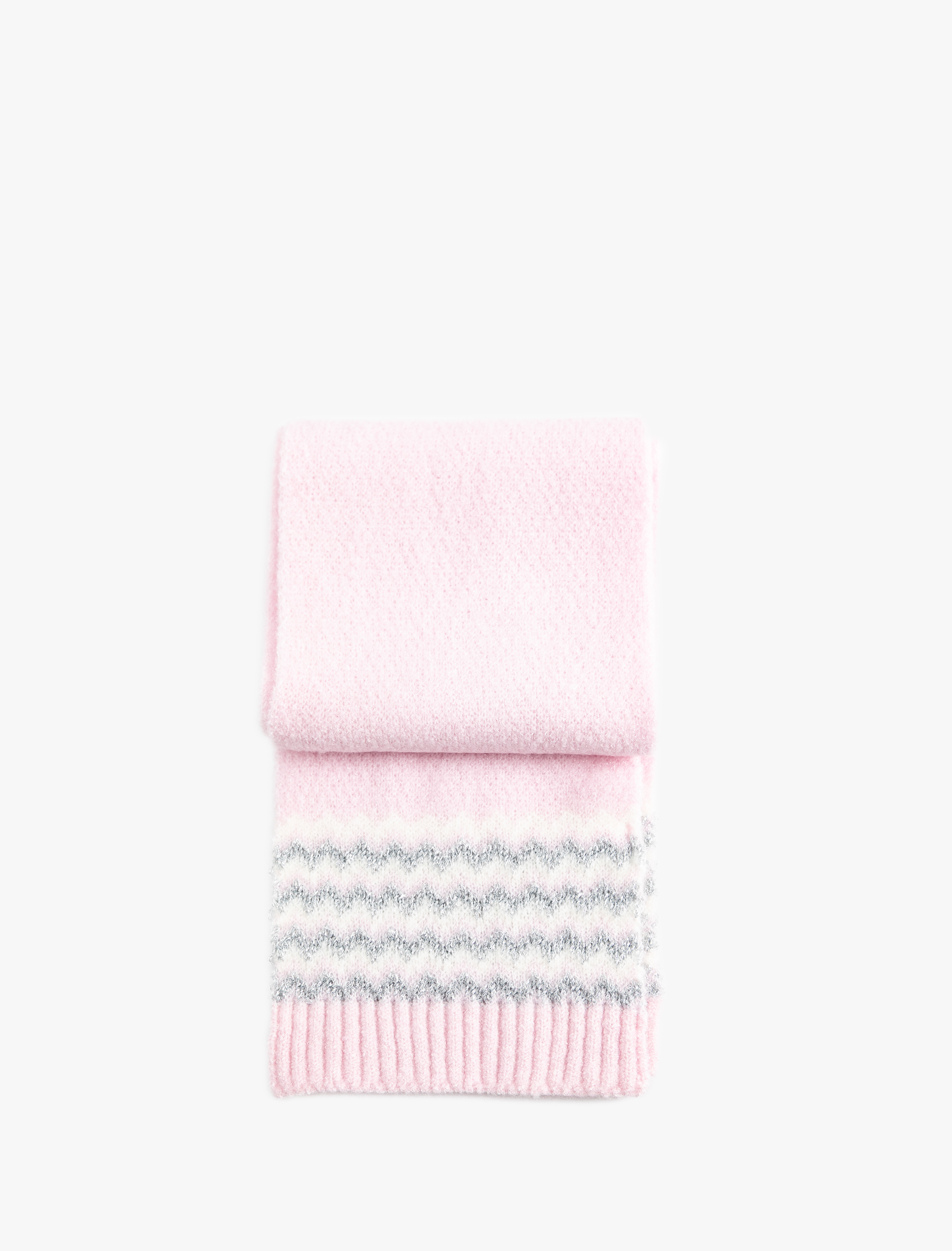 Kız Çocuk Simli Uzun Desenli Atkı