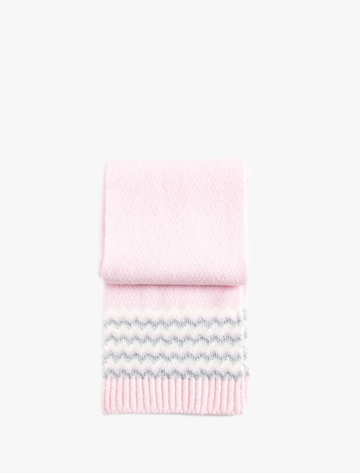 Kız Çocuk Simli Uzun Desenli Atkı