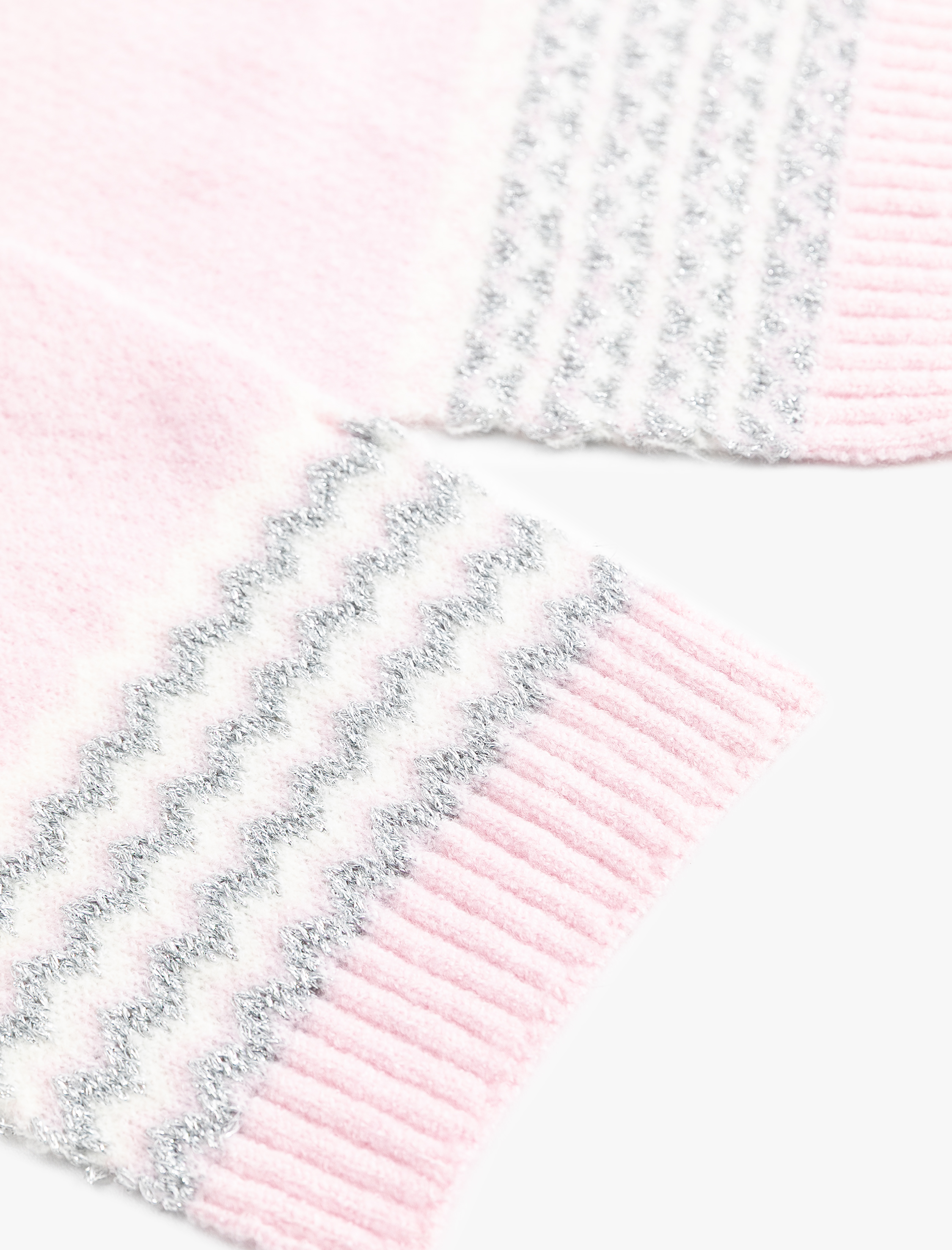 Kız Çocuk Simli Uzun Desenli Atkı