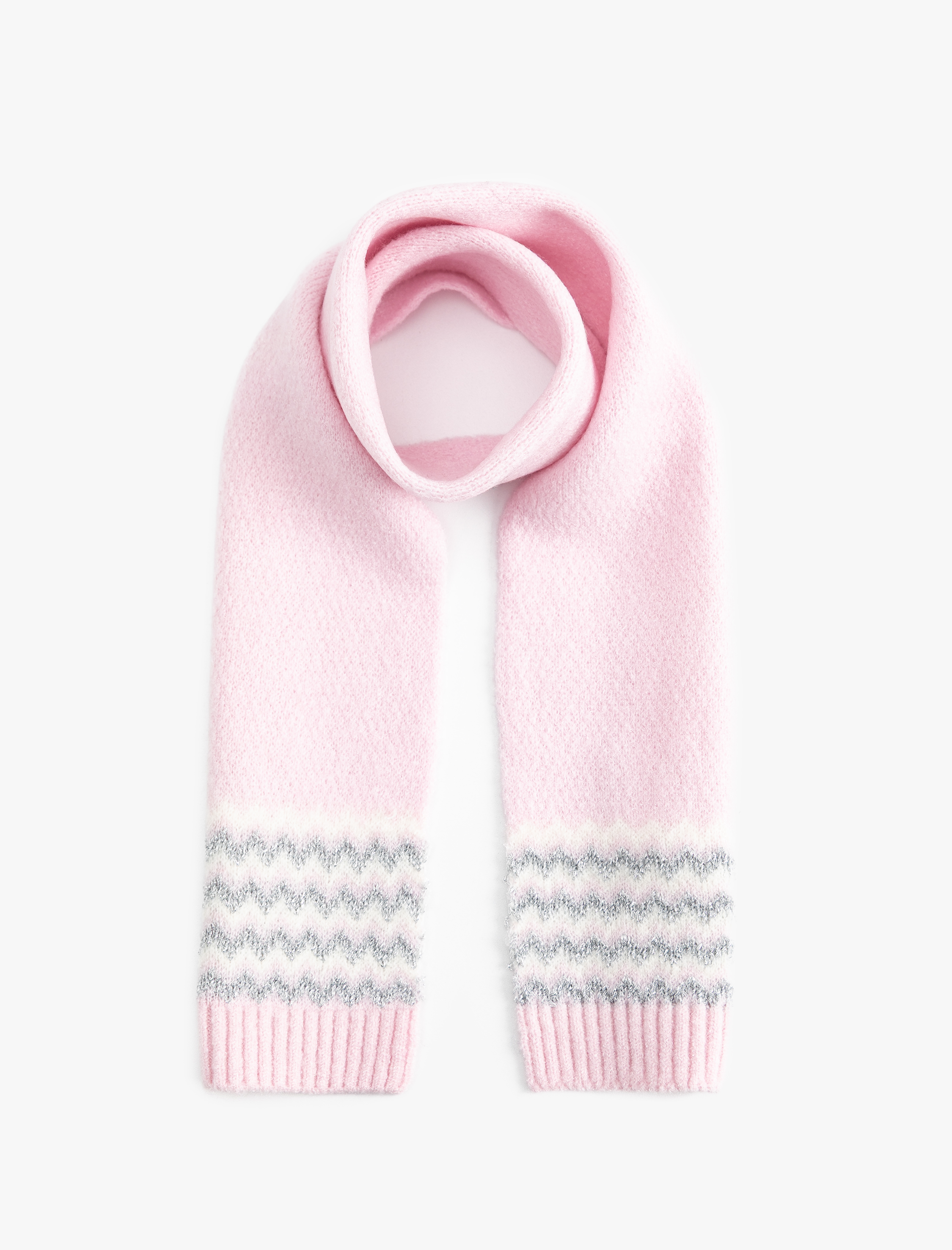 Kız Çocuk Simli Uzun Desenli Atkı