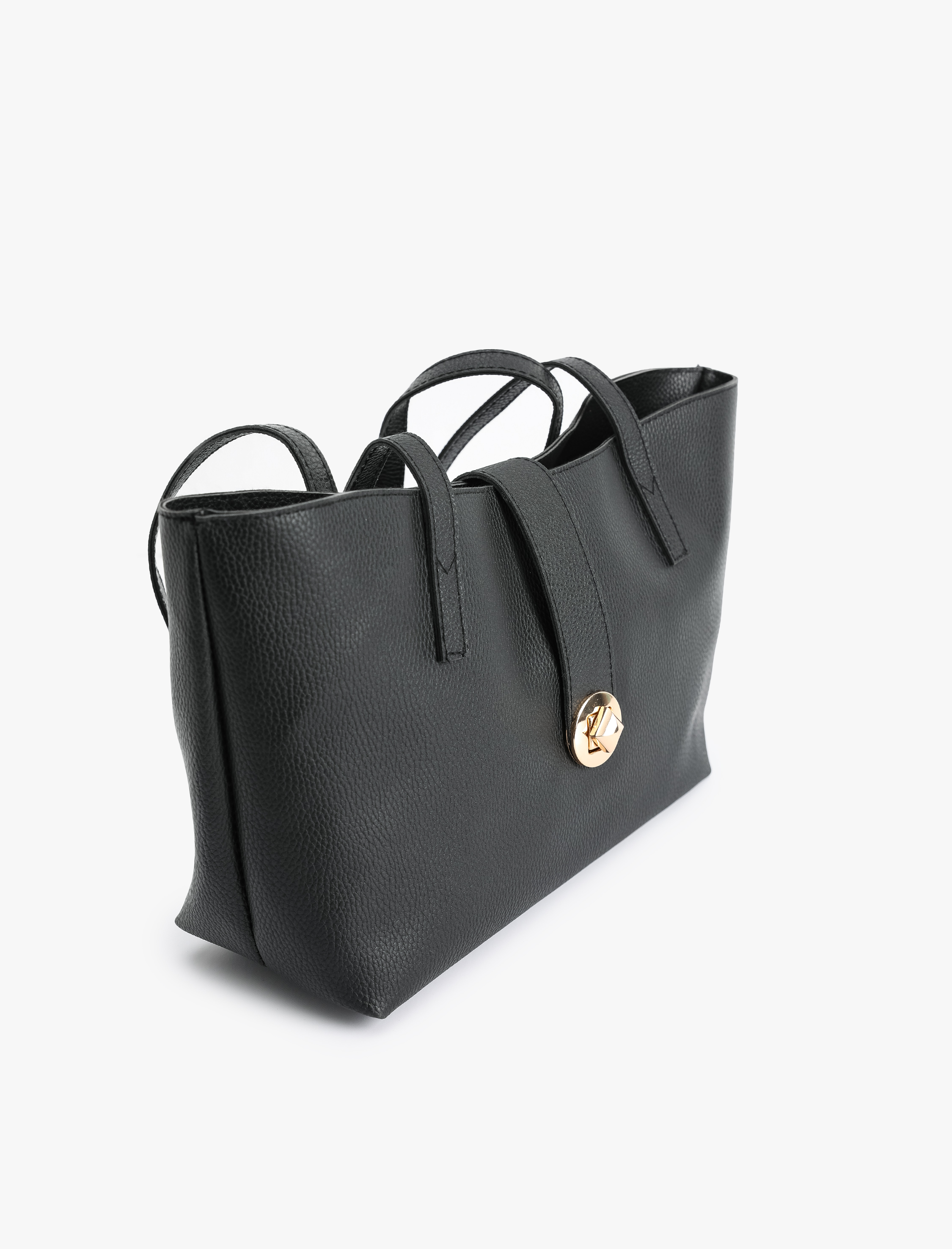  Kadın Metal Aksesuarlı Saplı Suni Deri Tote Çanta