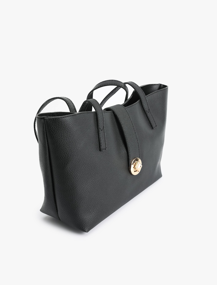 Kadın Metal Aksesuarlı Saplı Suni Deri Tote Çanta