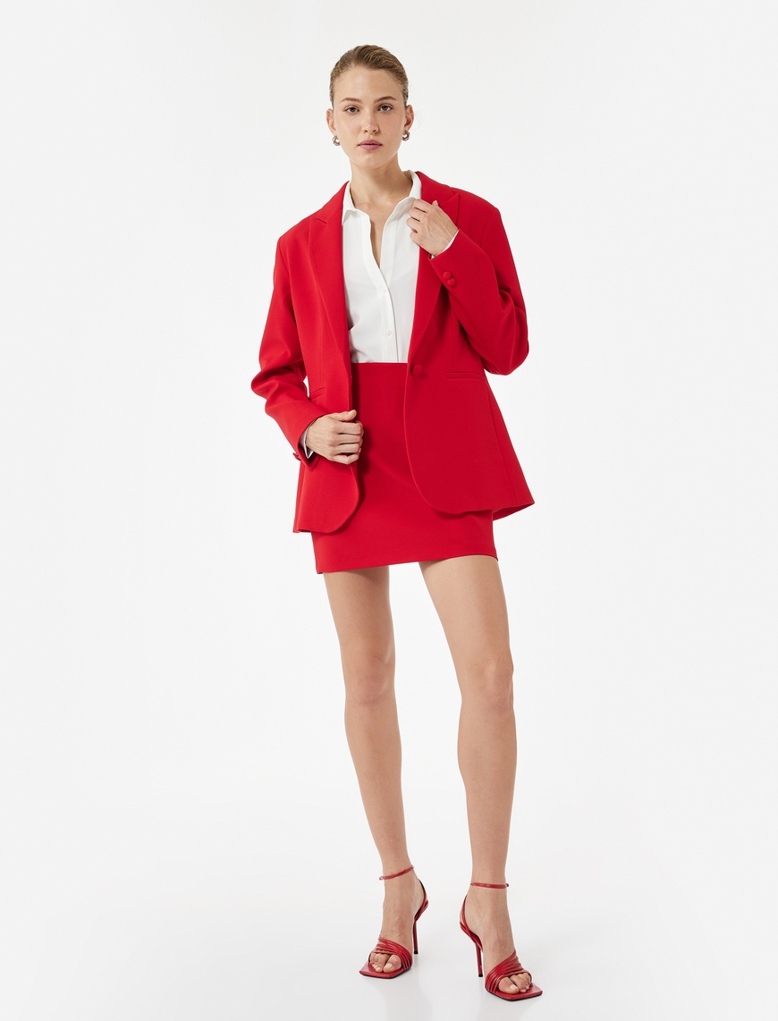   Cepli Uzun Kollu Kruvaze Blazer Ceket